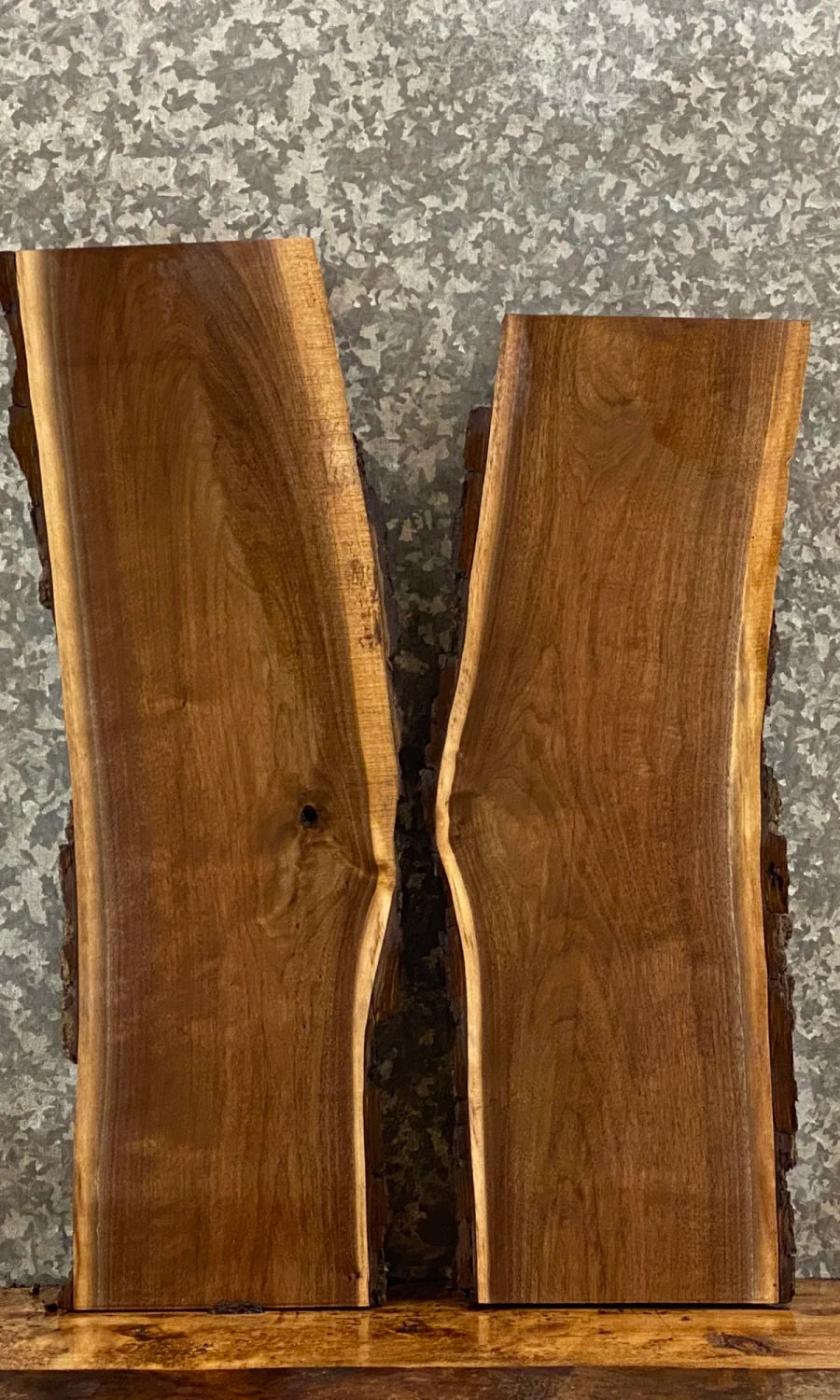 2- Live Edge Black Walnut Shelf/Side Table Top 13059-13060