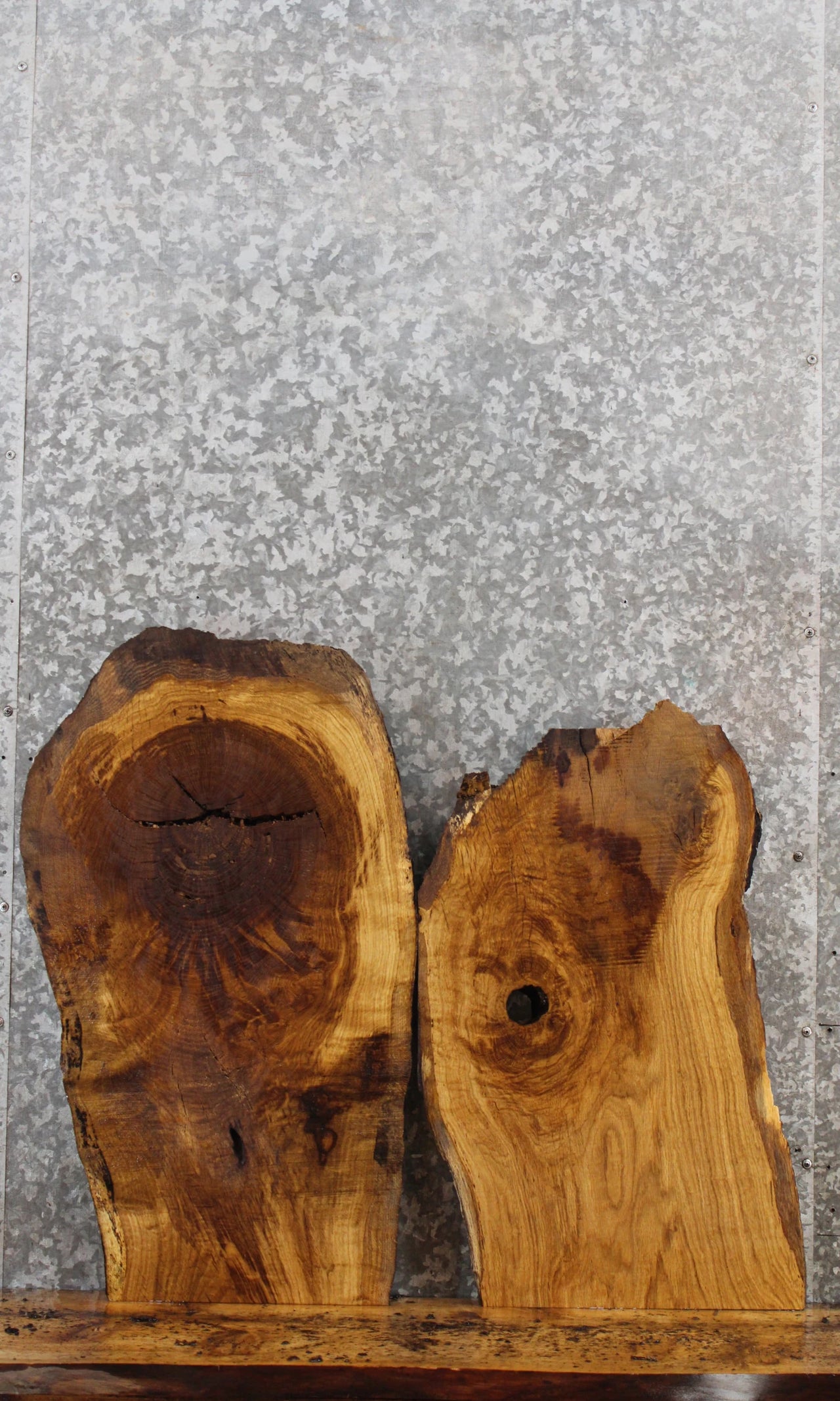 2- Live Edge White Oak Side Table Top/Charcuterie Board Slabs 13063-13064