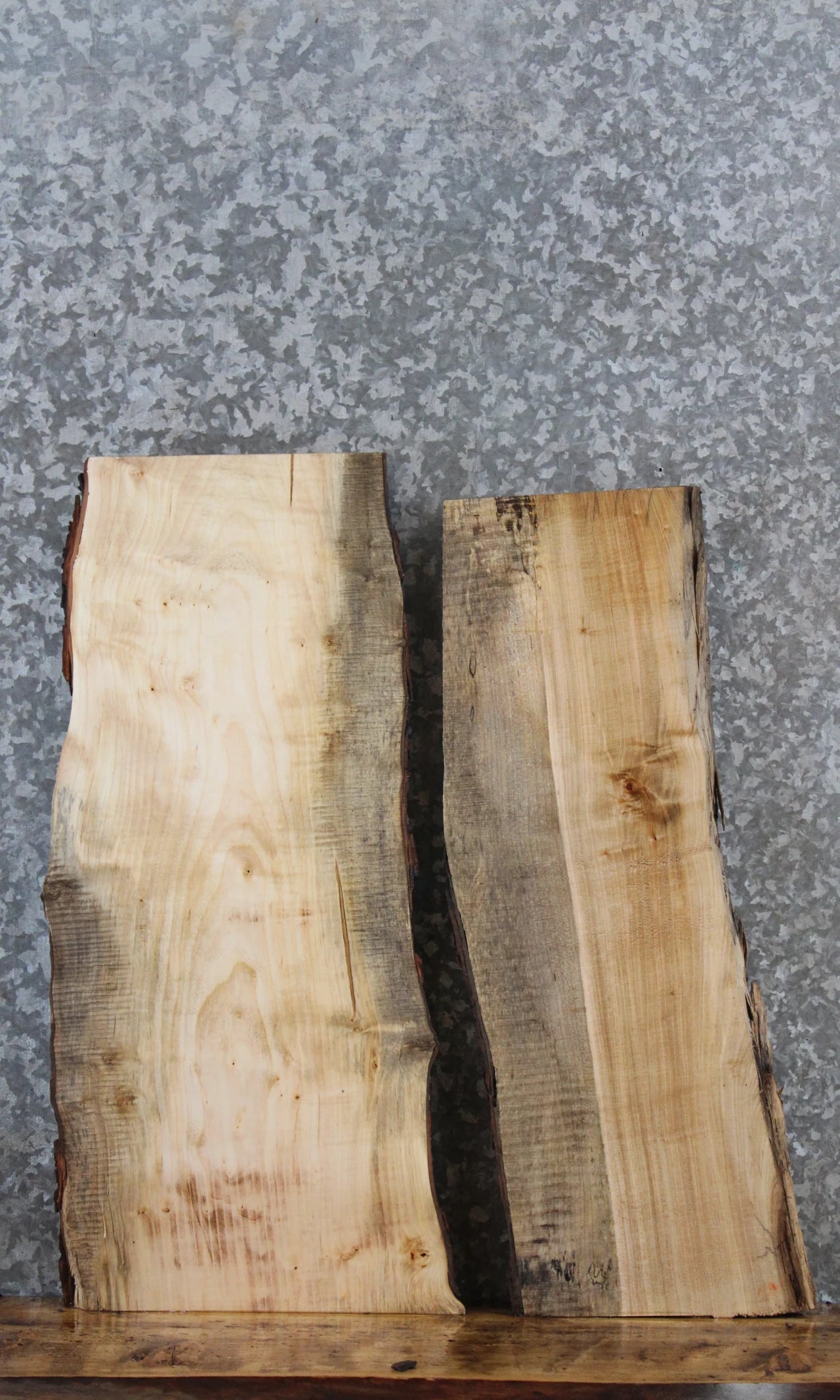 2- Live Edge Spalted Maple Side Table Tops/Wall Shelves 13075-13076