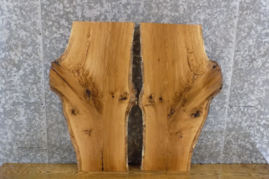 2- Rustic White Oak Live Edge Bookmatched End Table Top Slabs 13092-13093