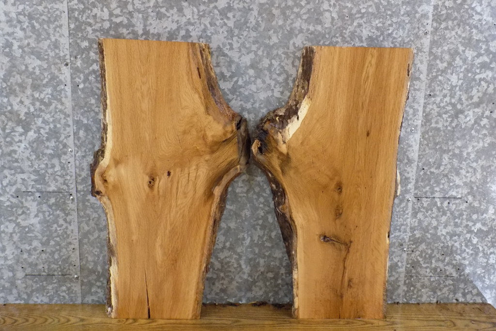 2- Rustic White Oak Live Edge Bookmatched End Table Top Slabs 13092-13093