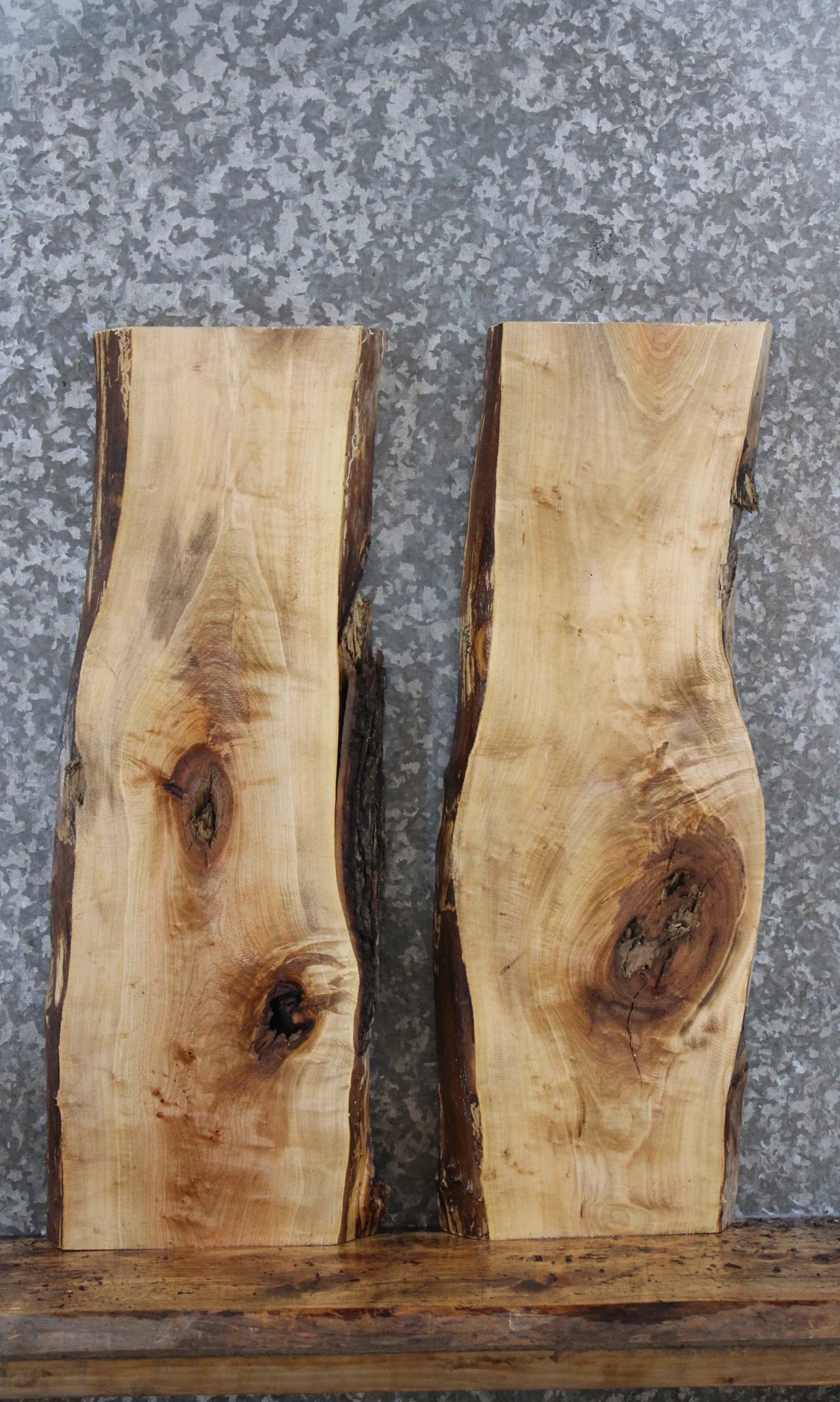 2- Natural Edge Maple End Table Top Slabs 13094-13095
