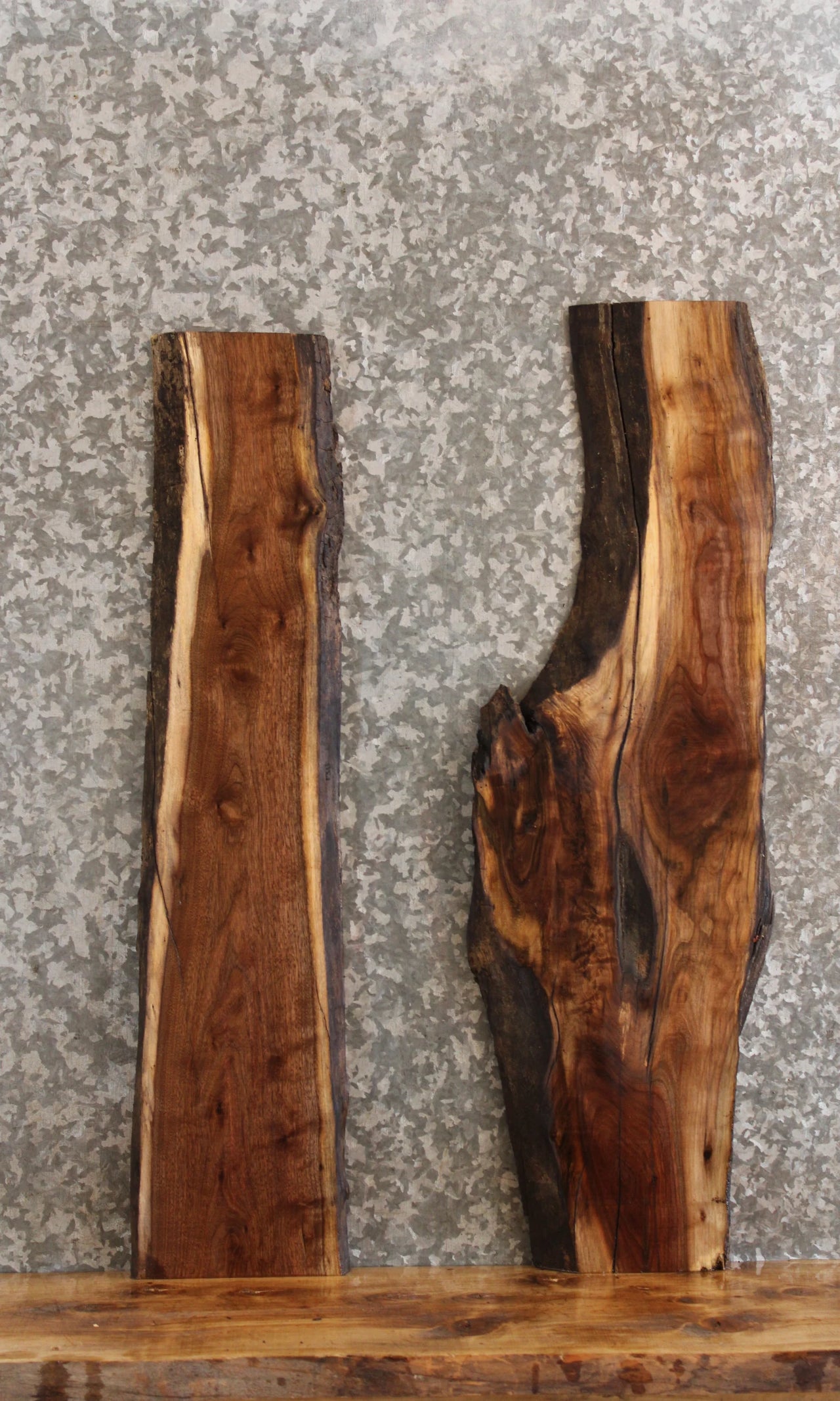 2- Black Walnut Live Edge Side Table Tops/Wall Shelves 1311-1312