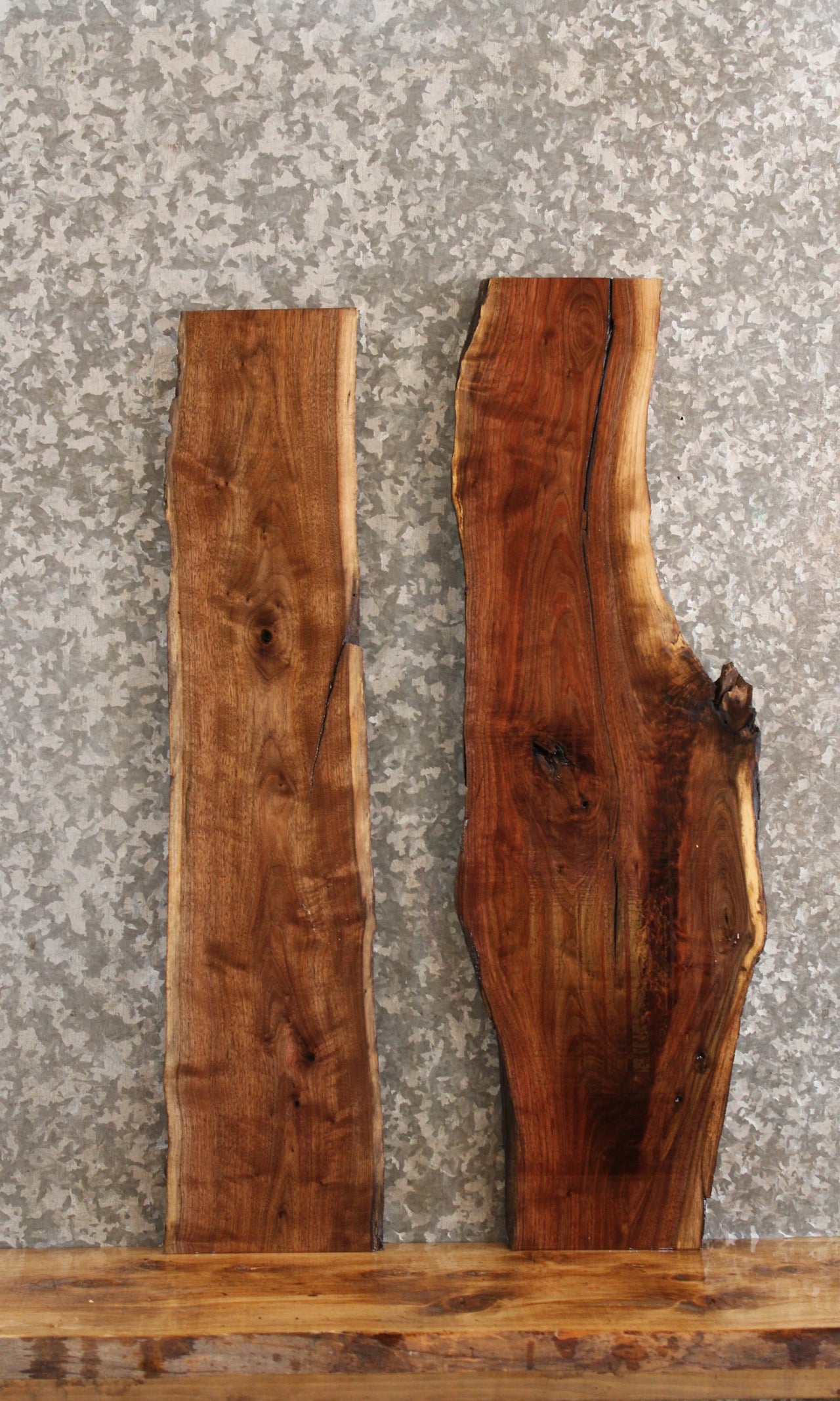 2- Black Walnut Live Edge Side Table Tops/Wall Shelves 1311-1312