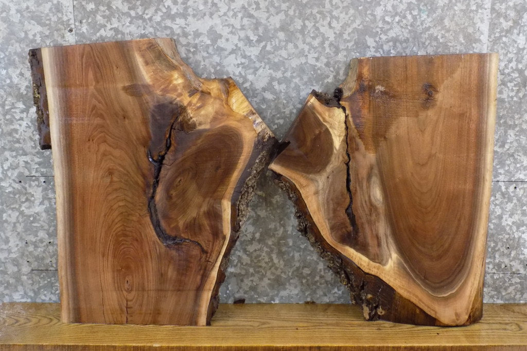 2- Bookmatched Black Walnut Live Edge End Table Top Slabs 13308-13309