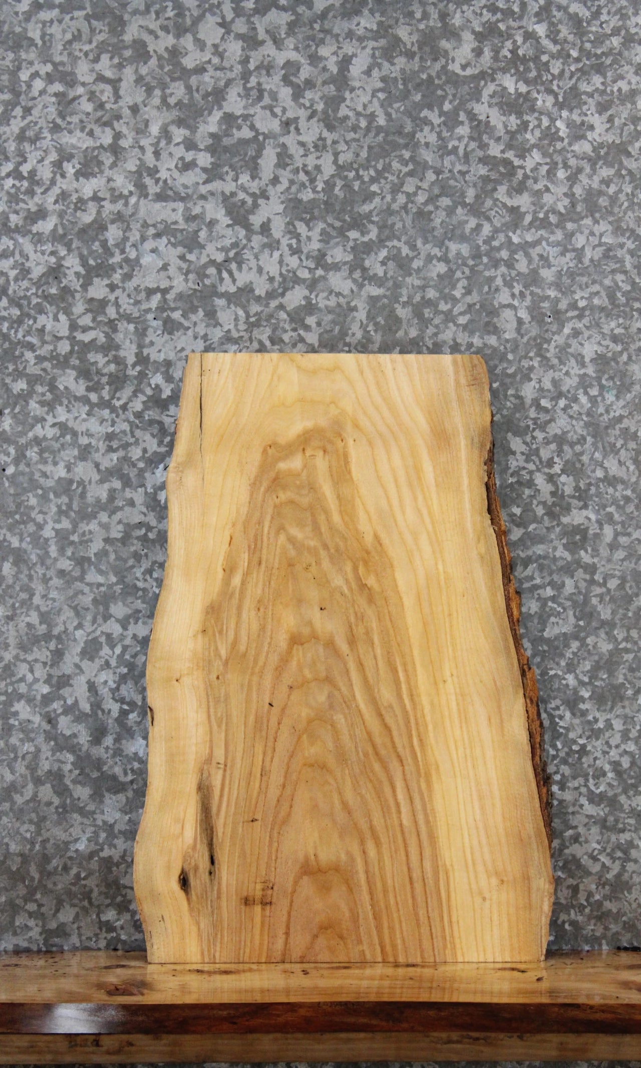 Rustic Ash End Table/Charcuterie Board, Live Edge Slab 13318