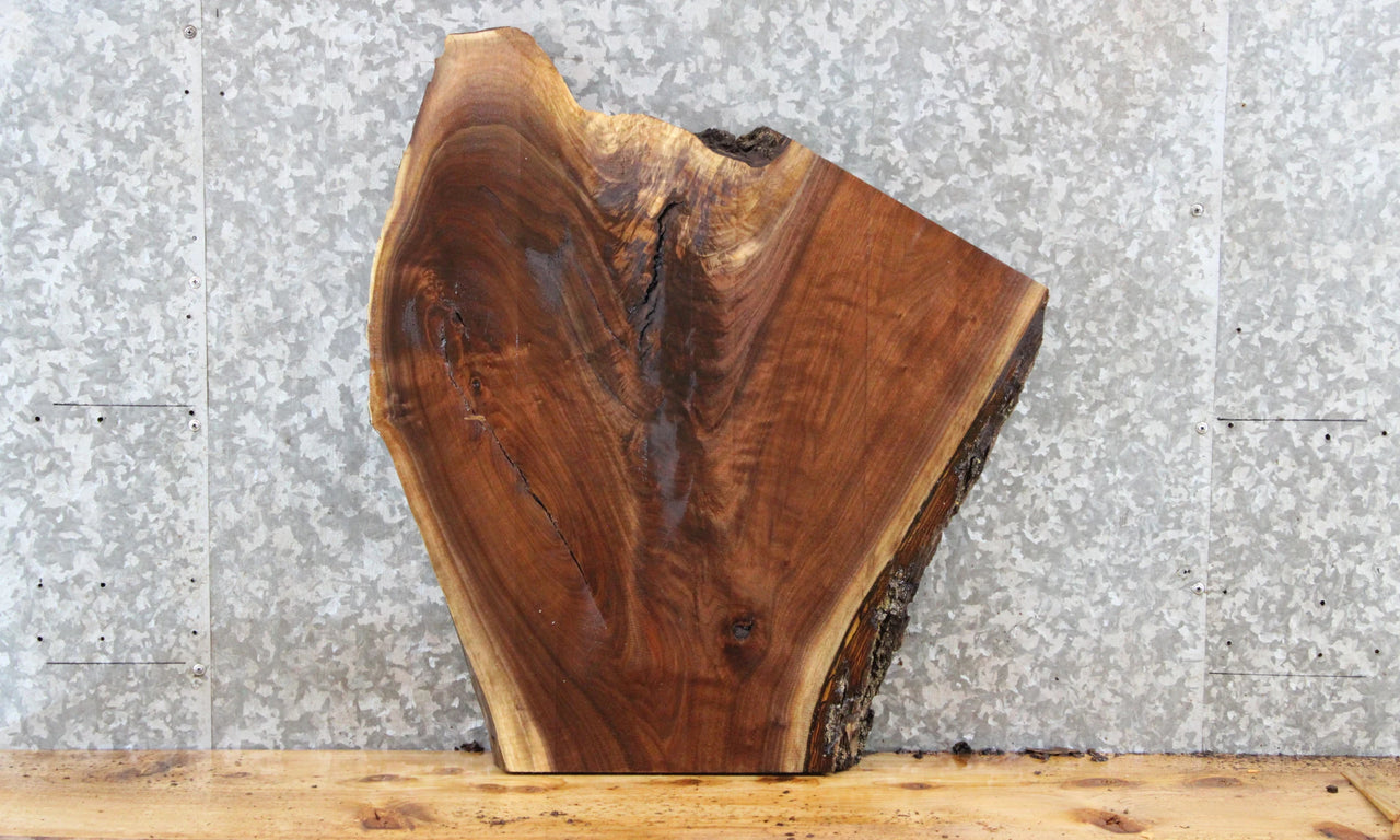 Figured Black Walnut Live Edge Slab, Wood Table Top 13320