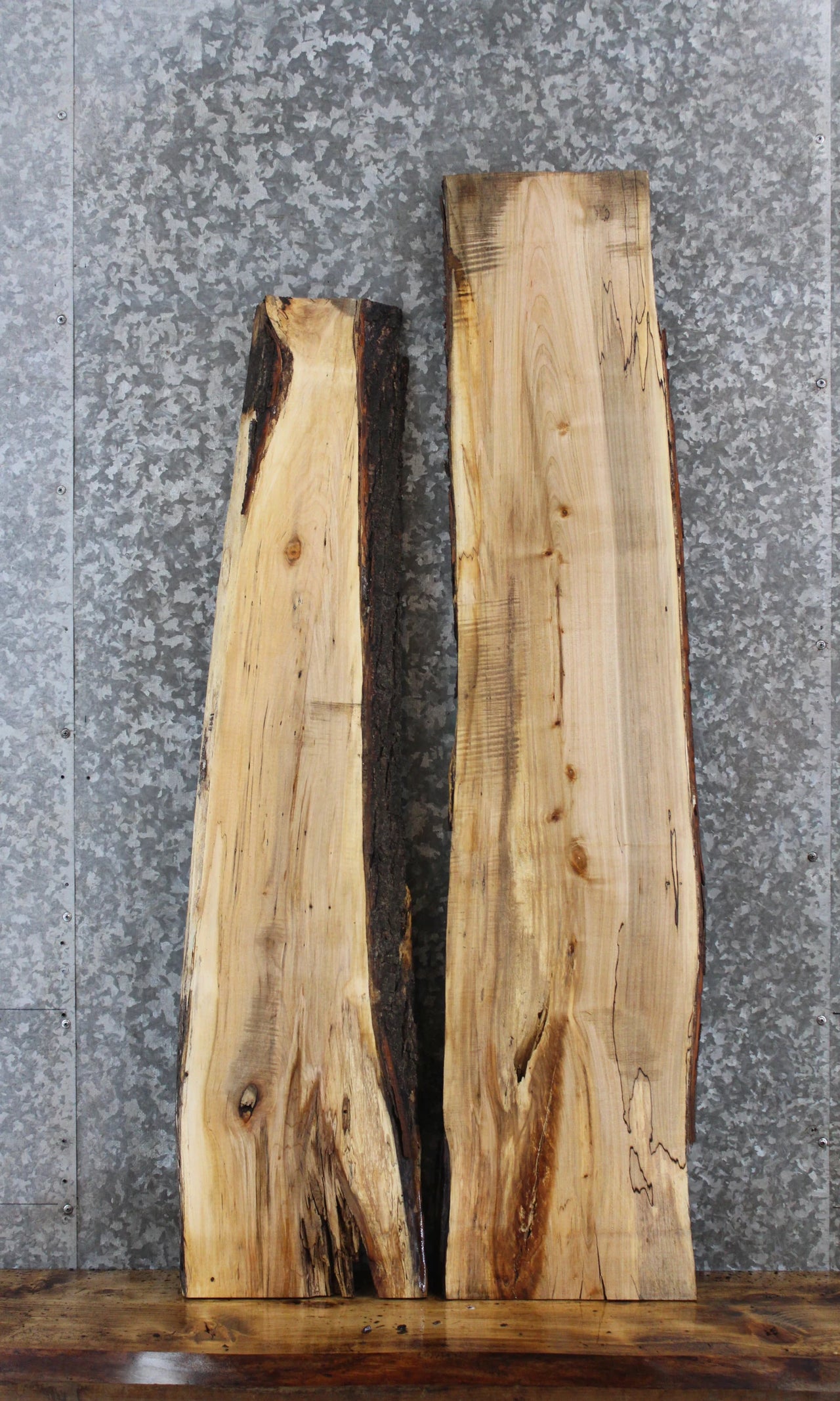 2- Spalted Maple Live Edge Charcuterie/Taxidermy/Shelf Slabs 1333-1334