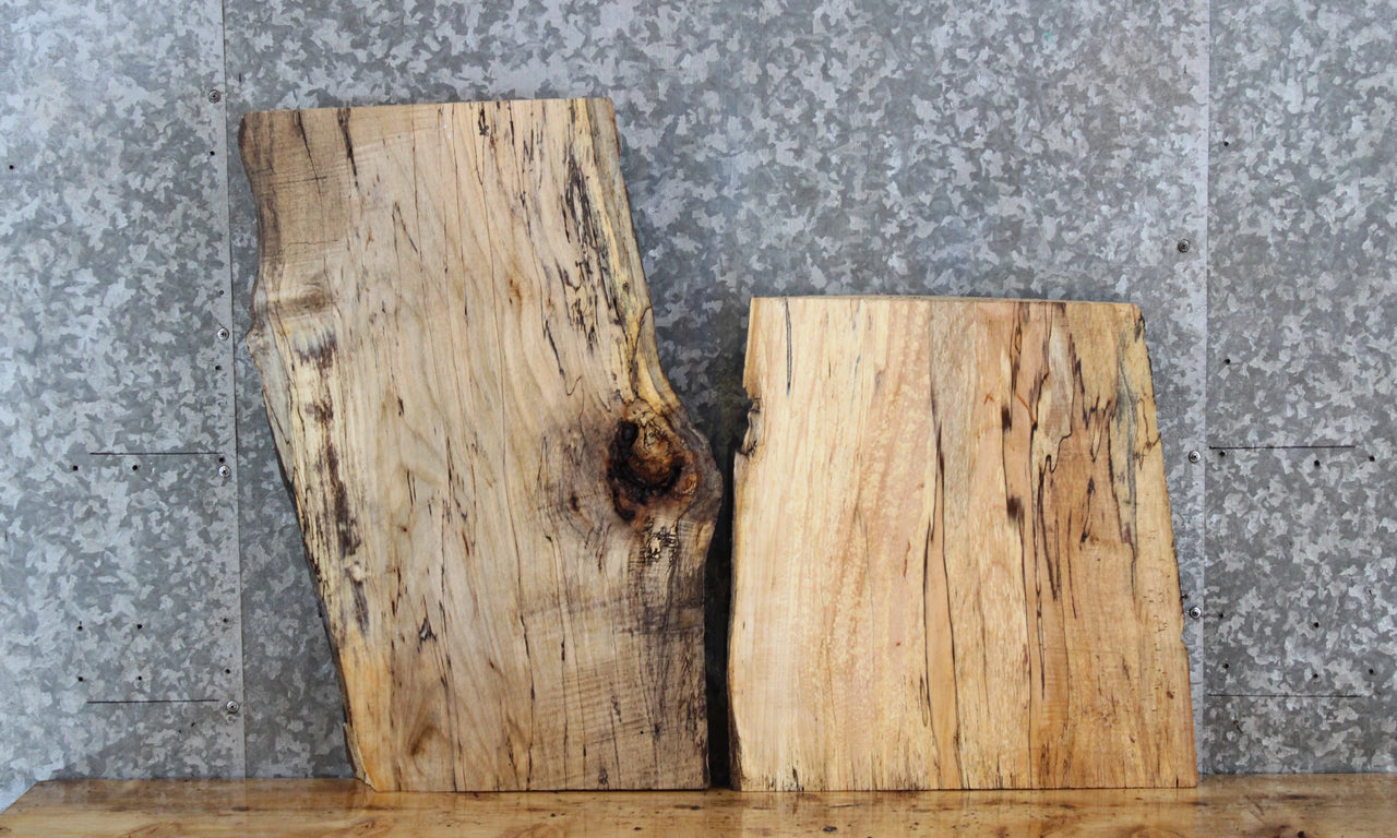2- Live Edge Spalted Maple End/Side Table Top Slabs 13346-13347