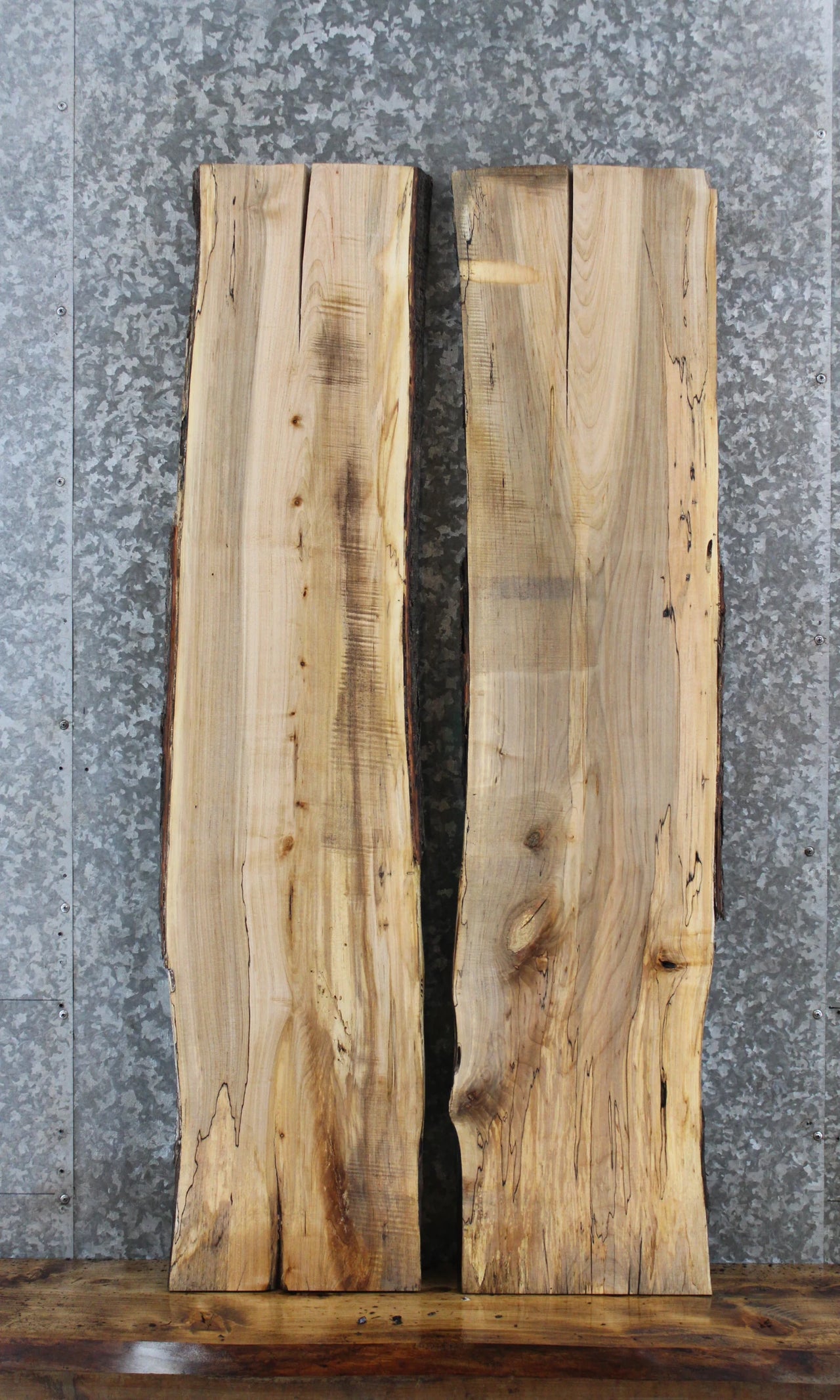 2- Spalted Maple Live Edge Charcuterie/Taxidermy/Shelf Slabs 1335-1336