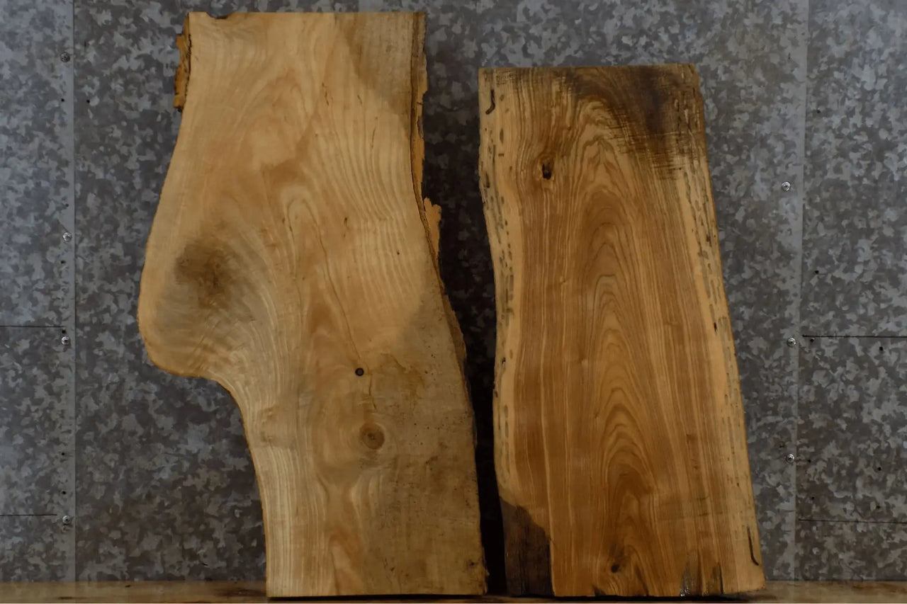 2- Kiln Dried Ash Live Edge Craft Pack Wood Slabs CLOSEOUT 13352-13353