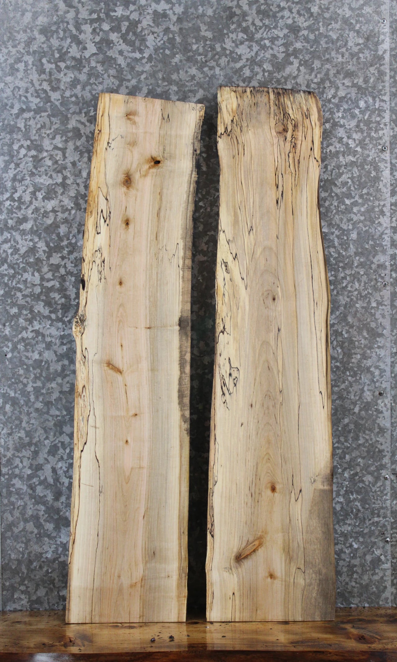 2- Spalted Maple Live Edge Charcuterie/Taxidermy/Shelf Slabs 1341-1342