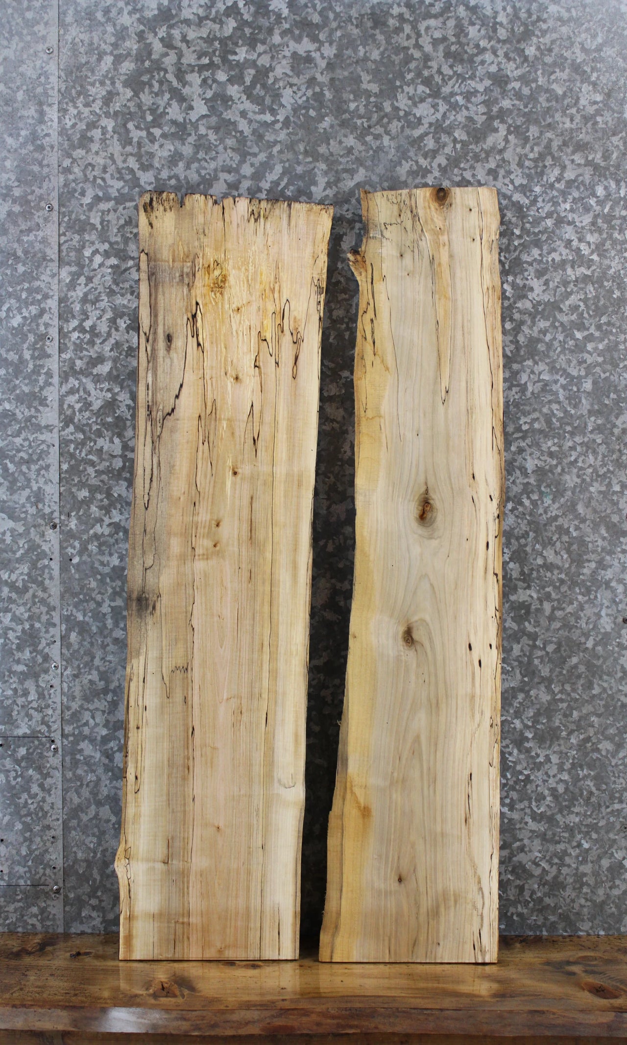 2- Spalted Maple Live Edge Charcuterie/Taxidermy/Shelf Slabs 1343-1344
