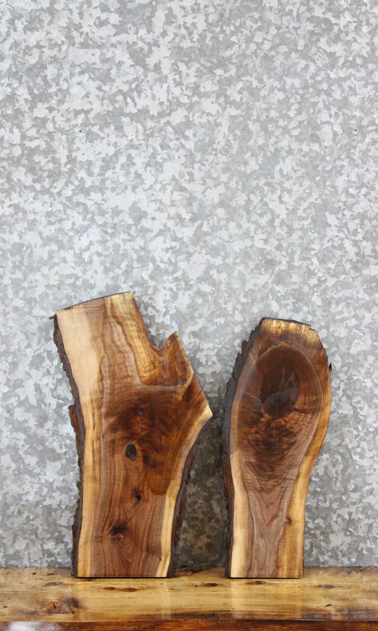 2- Walnut Live Edge Charcuterie/Taxidermy Slabs 13493-13494