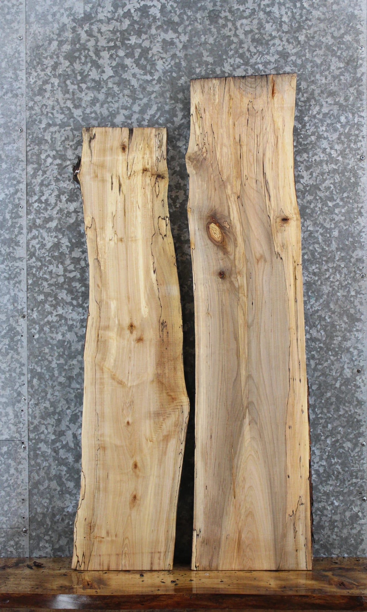 2- Spalted Maple Live Edge Charcuterie/Taxidermy/Shelf Slabs 1353-1354