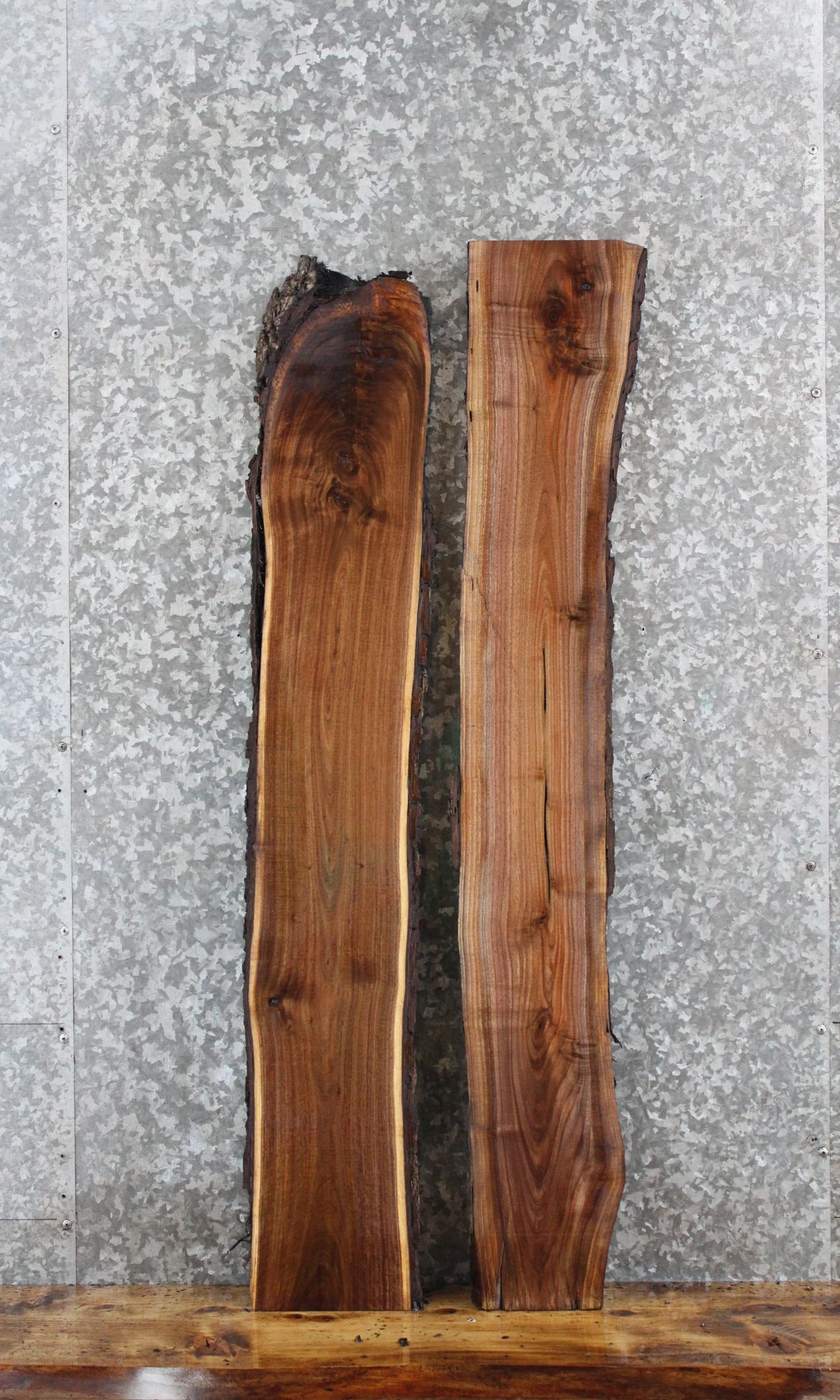 2- Walnut Live Edge Charcuterie/Taxidermy/Shelf Slabs 1363-1364