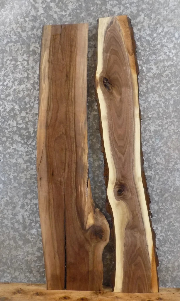 2- Live Edge Black Walnut Mantel/Wall/Book Shelf Slabs 1368-1369