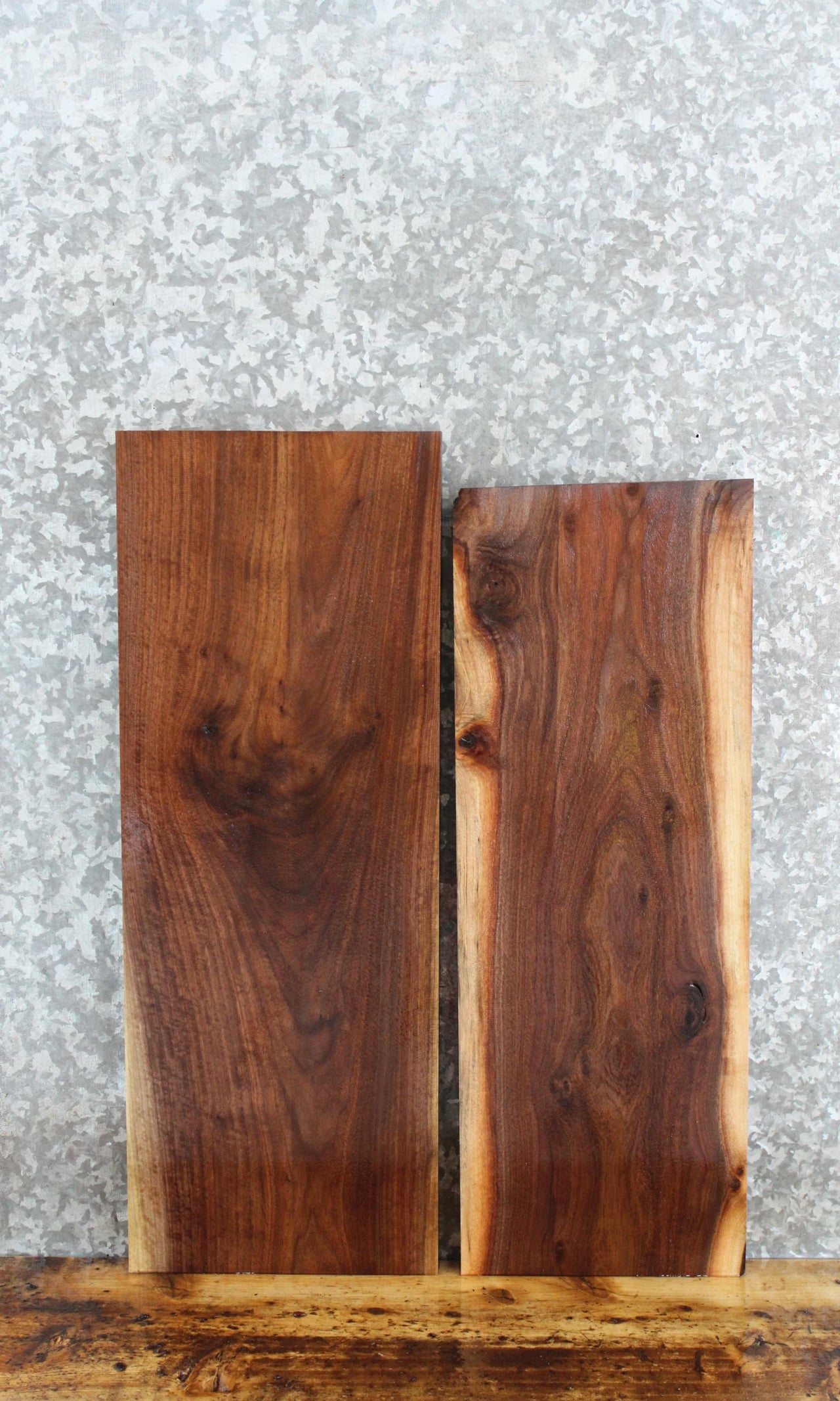 2- Salvaged Straight Edge Black Walnut Side Table Tops 13692-13693