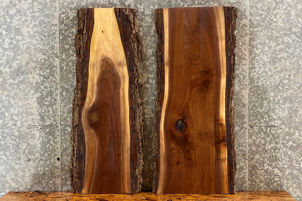 2- Live Edge Black Walnut Side/End Table Tops/Shelves 13697-13698
