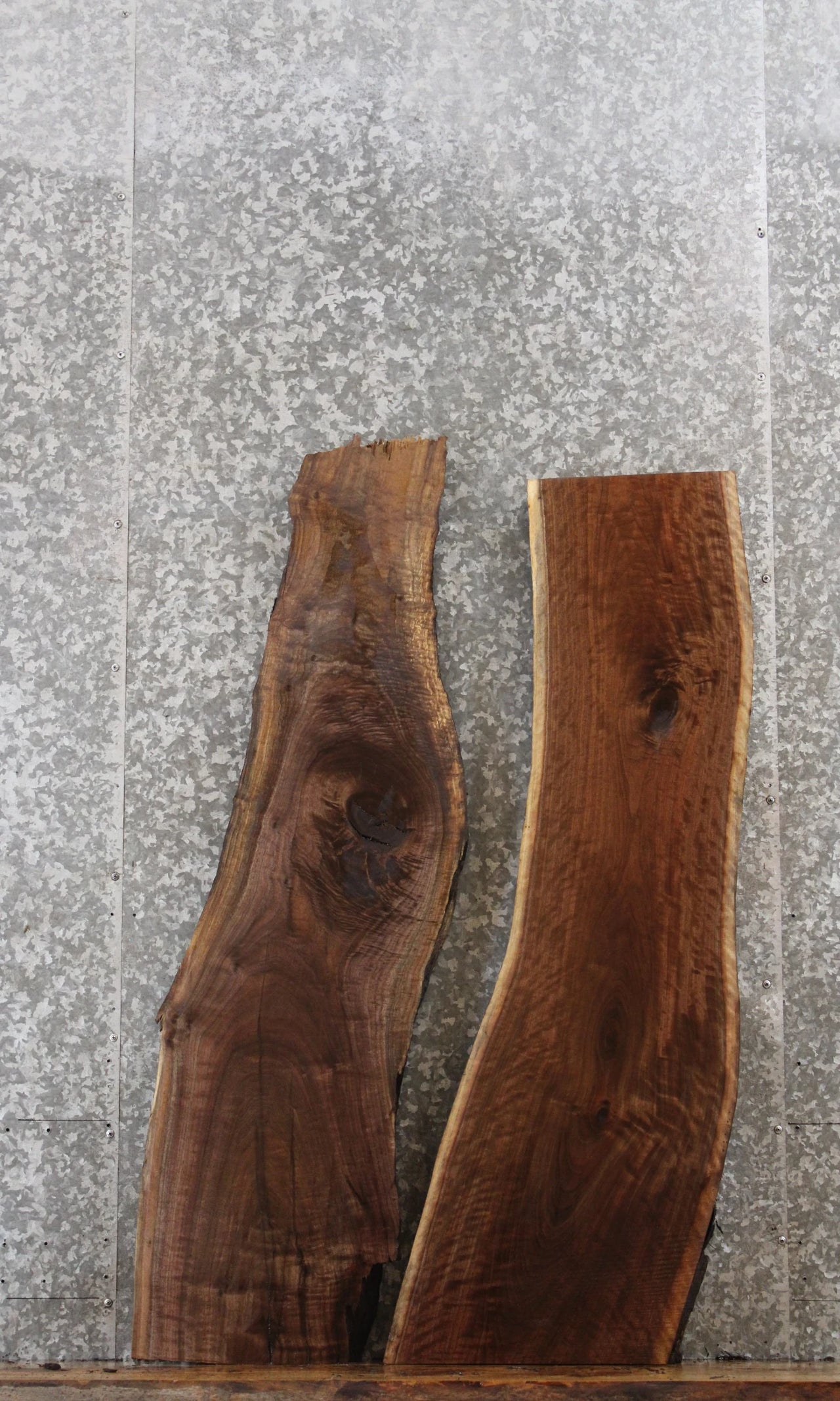 2- Live Edge Black Walnut Wall Shelves/Side Tables 1372-1373