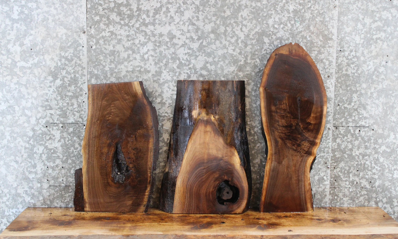 3- Live Edge Black Walnut Charcuterie/Craft Pack Slabs 13730-13732