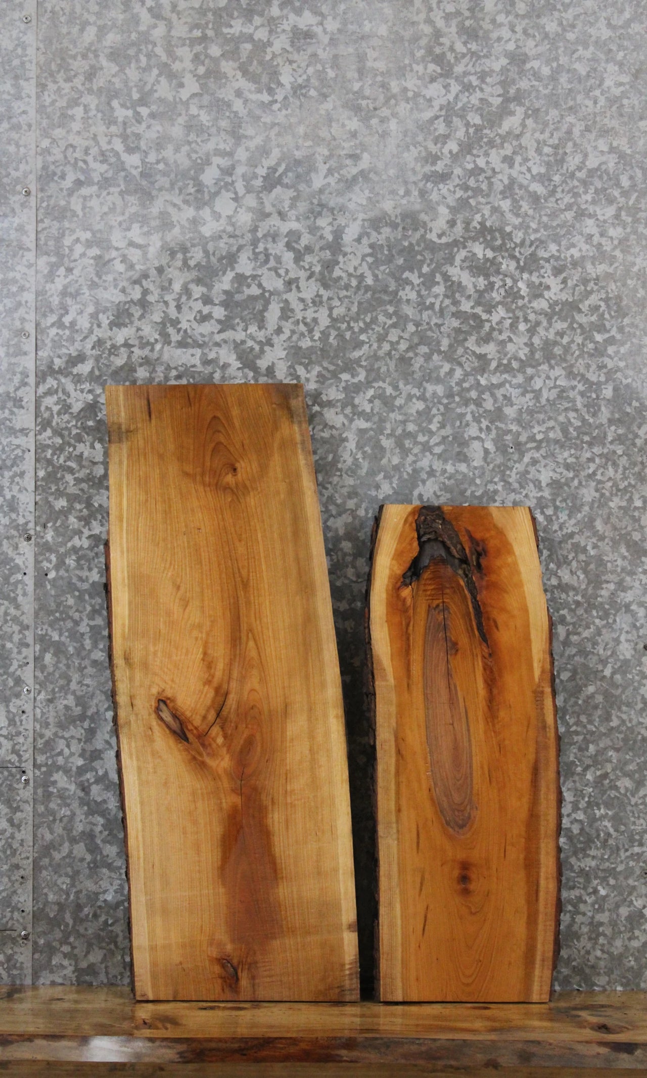 2- Cherry Live Edge Charcuterie/Taxidermy Slabs 13754-13755