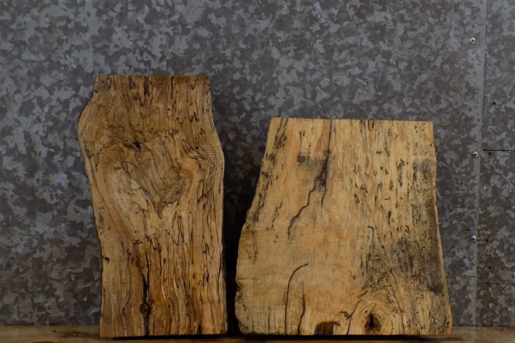 2- Spalted Maple Live Edge DIY Epoxy Project Pack Wood Slabs 13785-13786