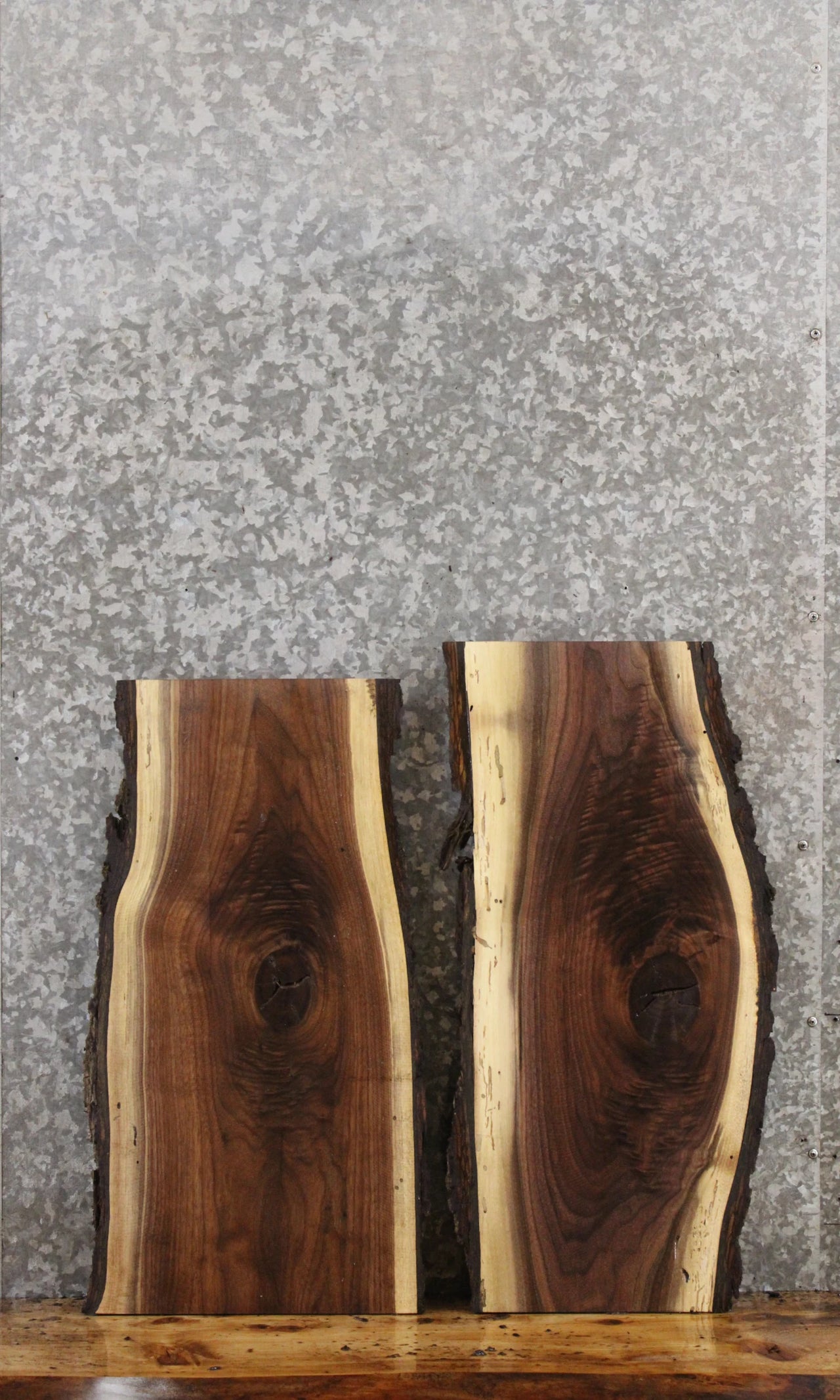 2- Figured Black Walnut Live Edge Slabs, Charcuterie Boards 13795-13796