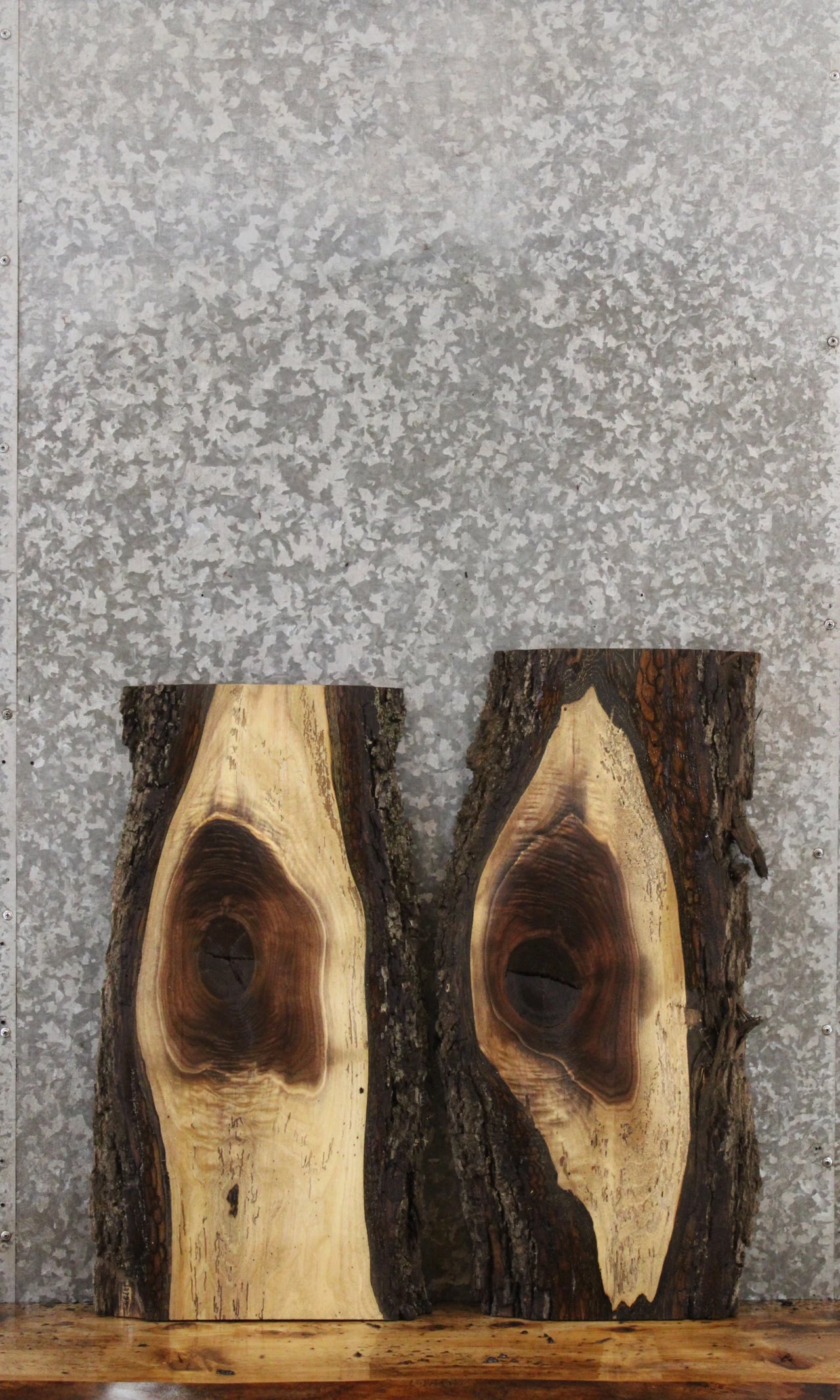 2- Figured Black Walnut Live Edge Slabs, Charcuterie Boards 13795-13796