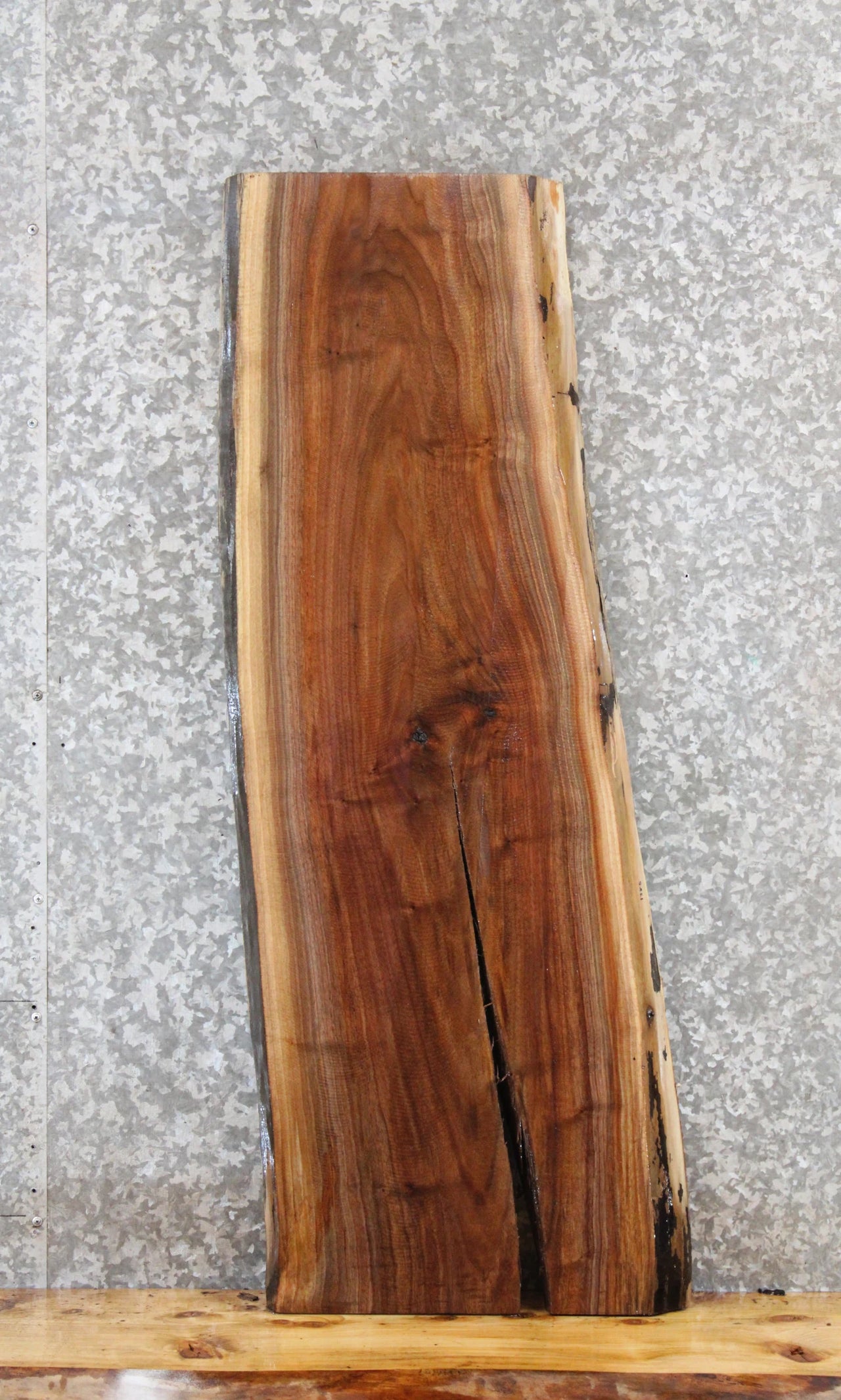 Black Walnut Live Edge Wood Slab, Floating Shelf 1385