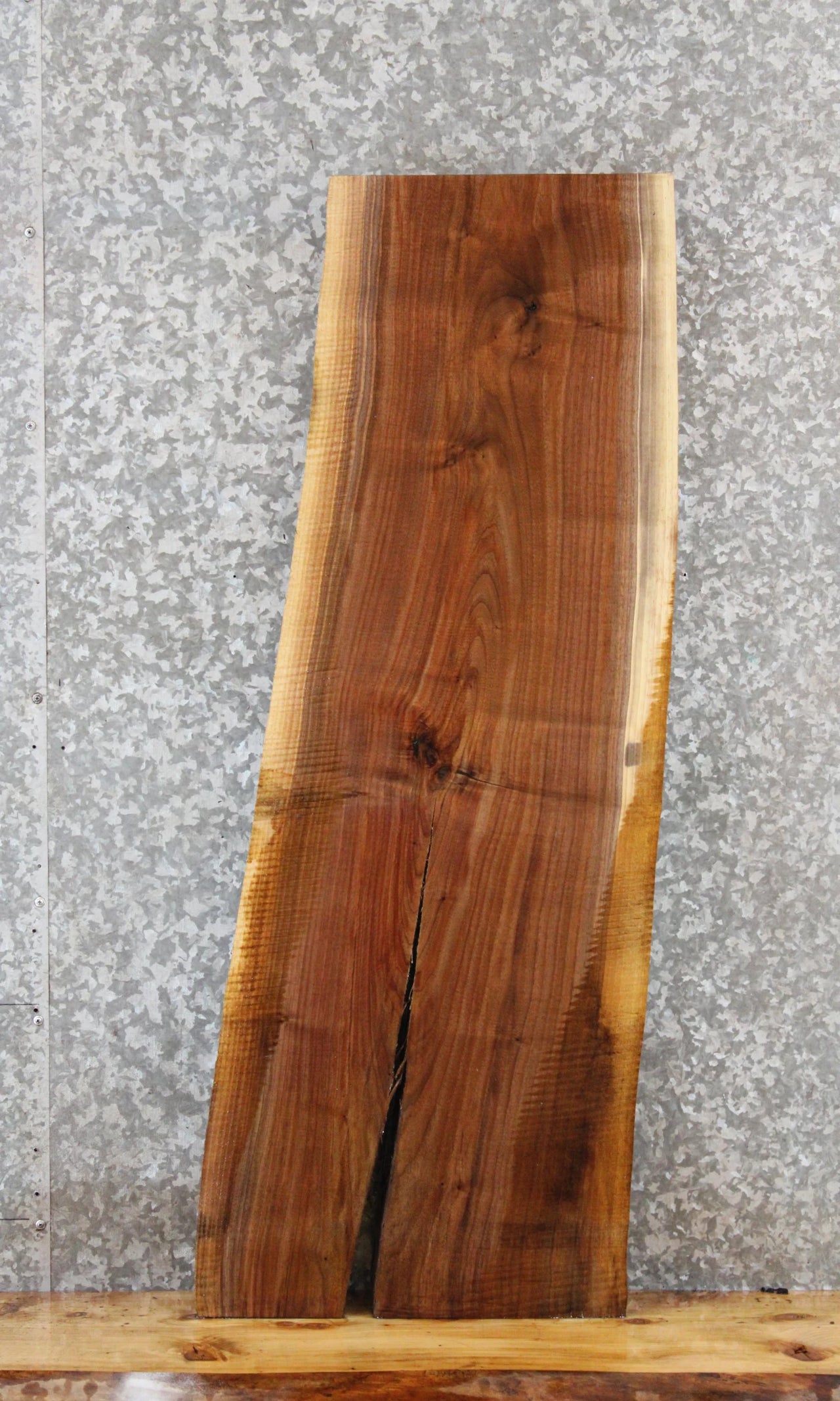 Black Walnut Live Edge Wood Slab, Floating Shelf 1385