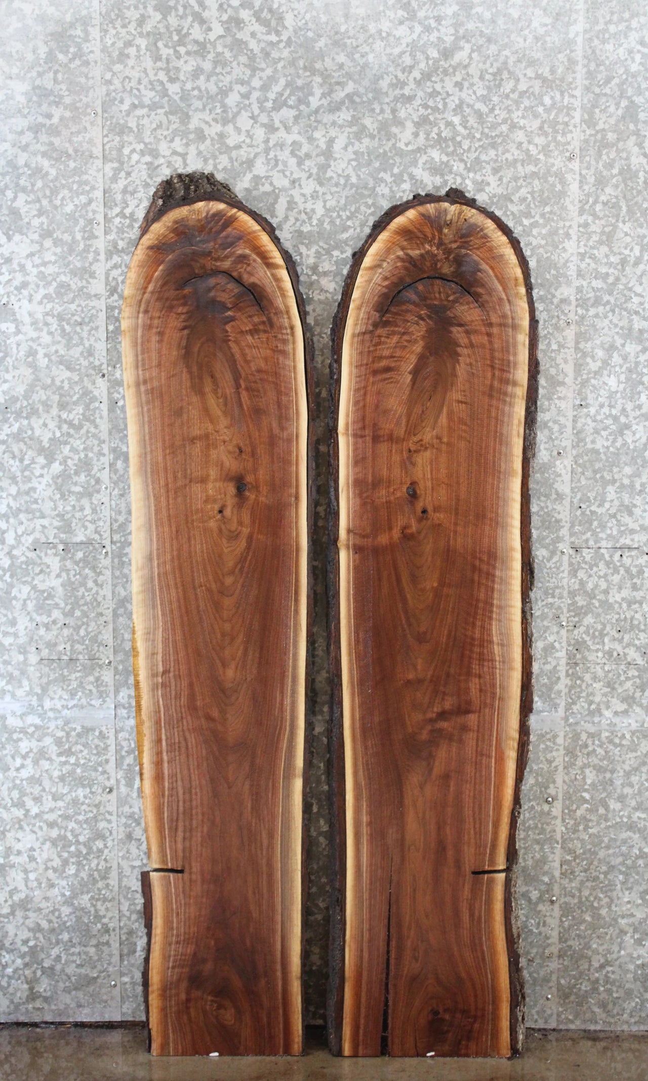 2- Bookmatched Live Edge Black Walnut River Table Top Slabs 140-141