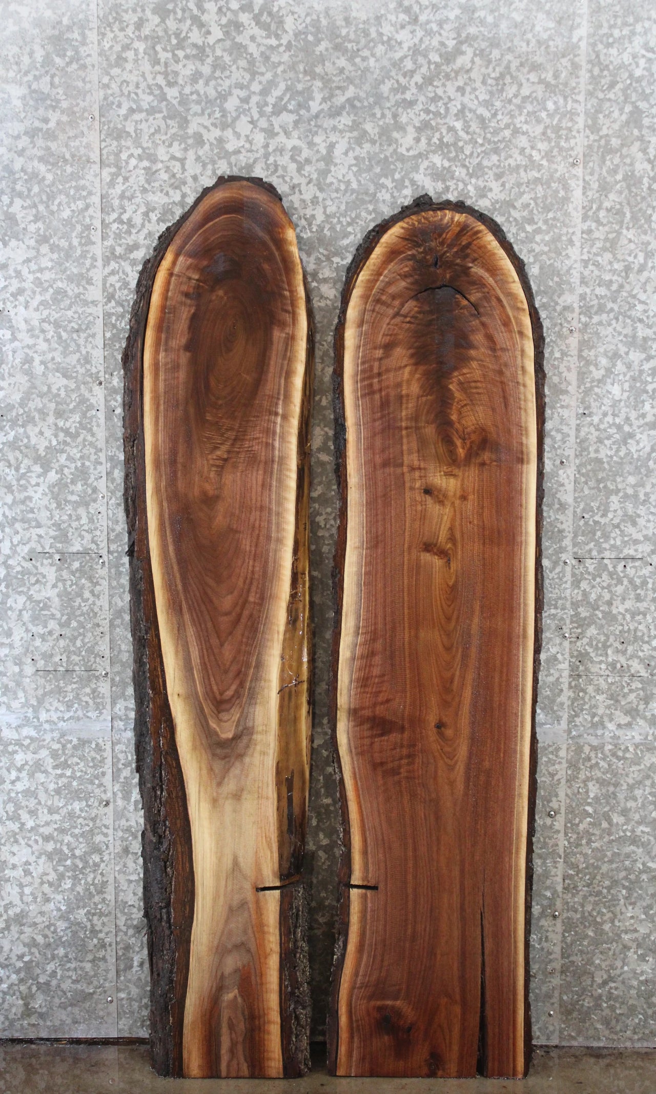 2- Bookmatched Live Edge Black Walnut River Table Top Slabs 140-141