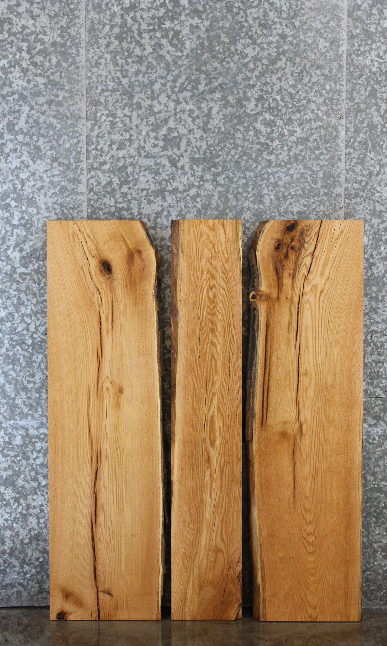 3- Bookmatched Live Edge Red Oak Desk/Kitchen Table Top 1404-1406
