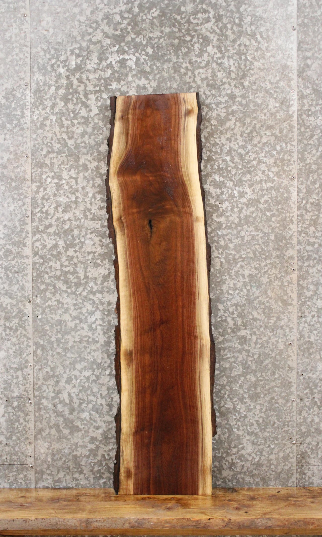Salvaged Live Edge Black Walnut Book Shelf 1414