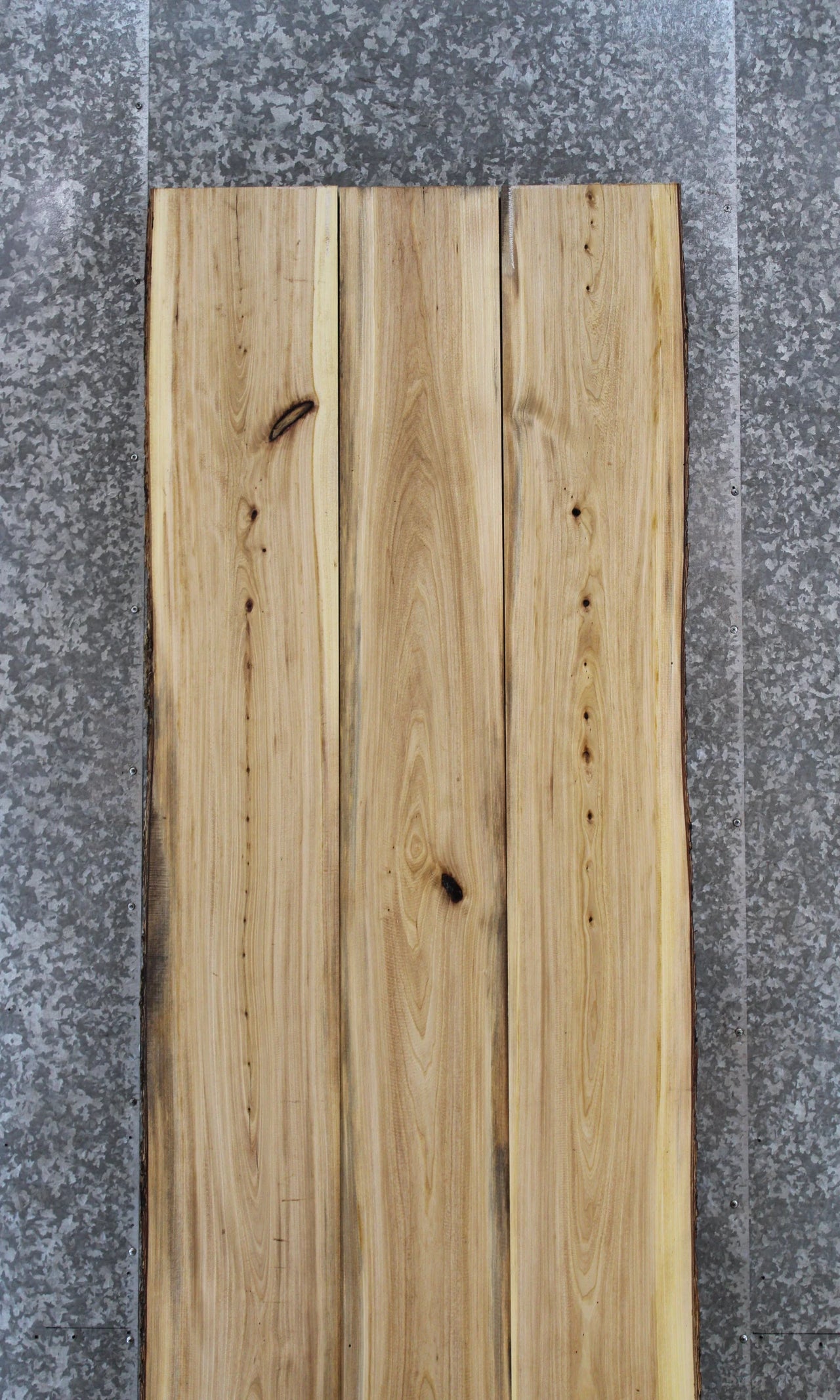 3- Bookmatched Live Edge Hackberry Dining Table Top Slabs 20469-20471