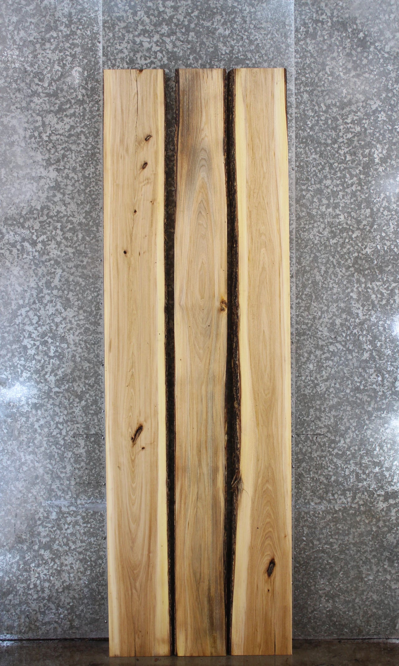 3- Bookmatched Live Edge Hackberry Dining Table Top Slabs 20469-20471