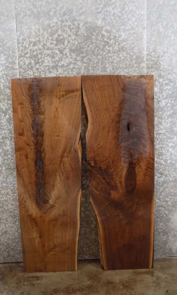 2- Figured Live Edge Bookmatched Coffee/Dining Table Top Slabs 1431-1432