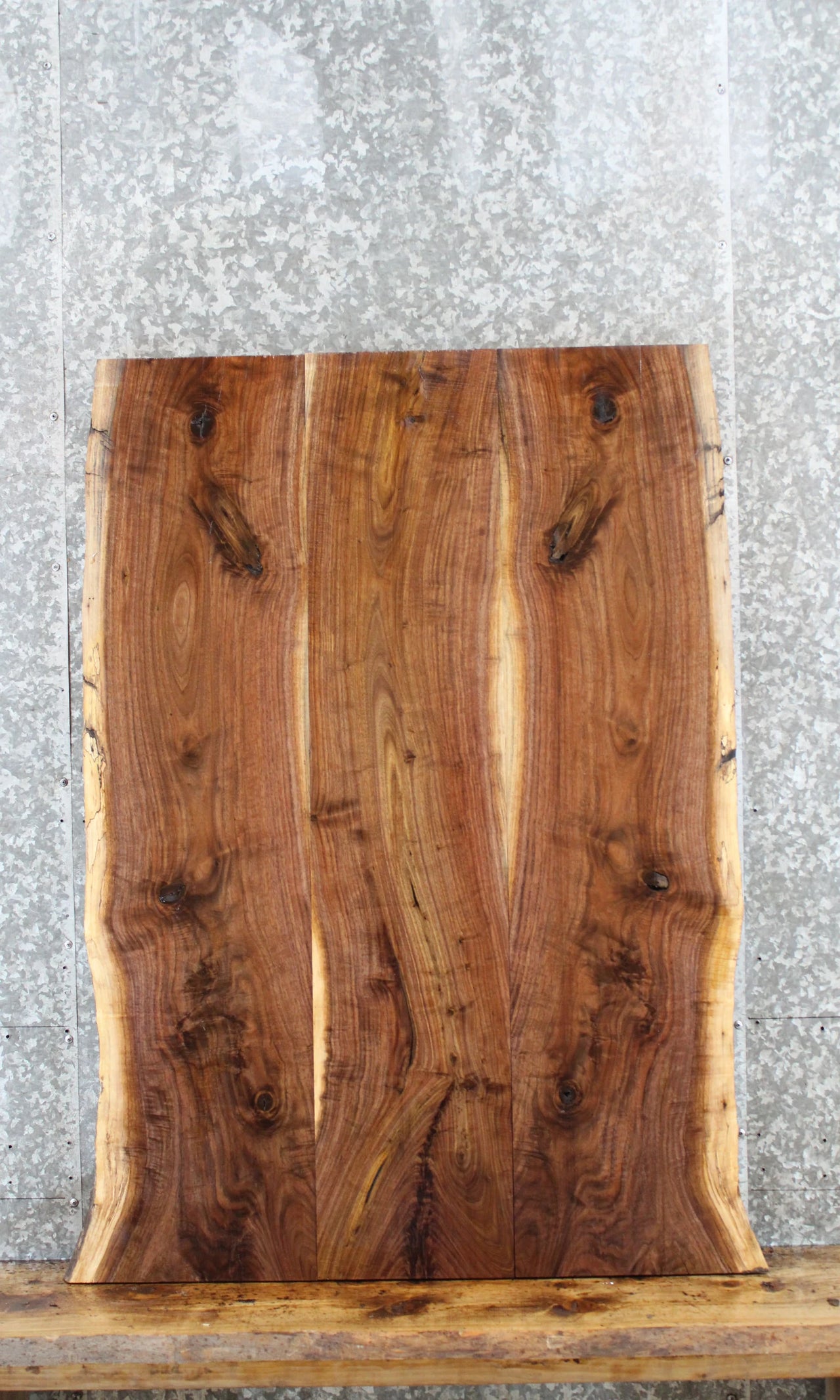 3- Bookmatched Live Edge Black Walnut Dining Table Top Slabs 1433-1435