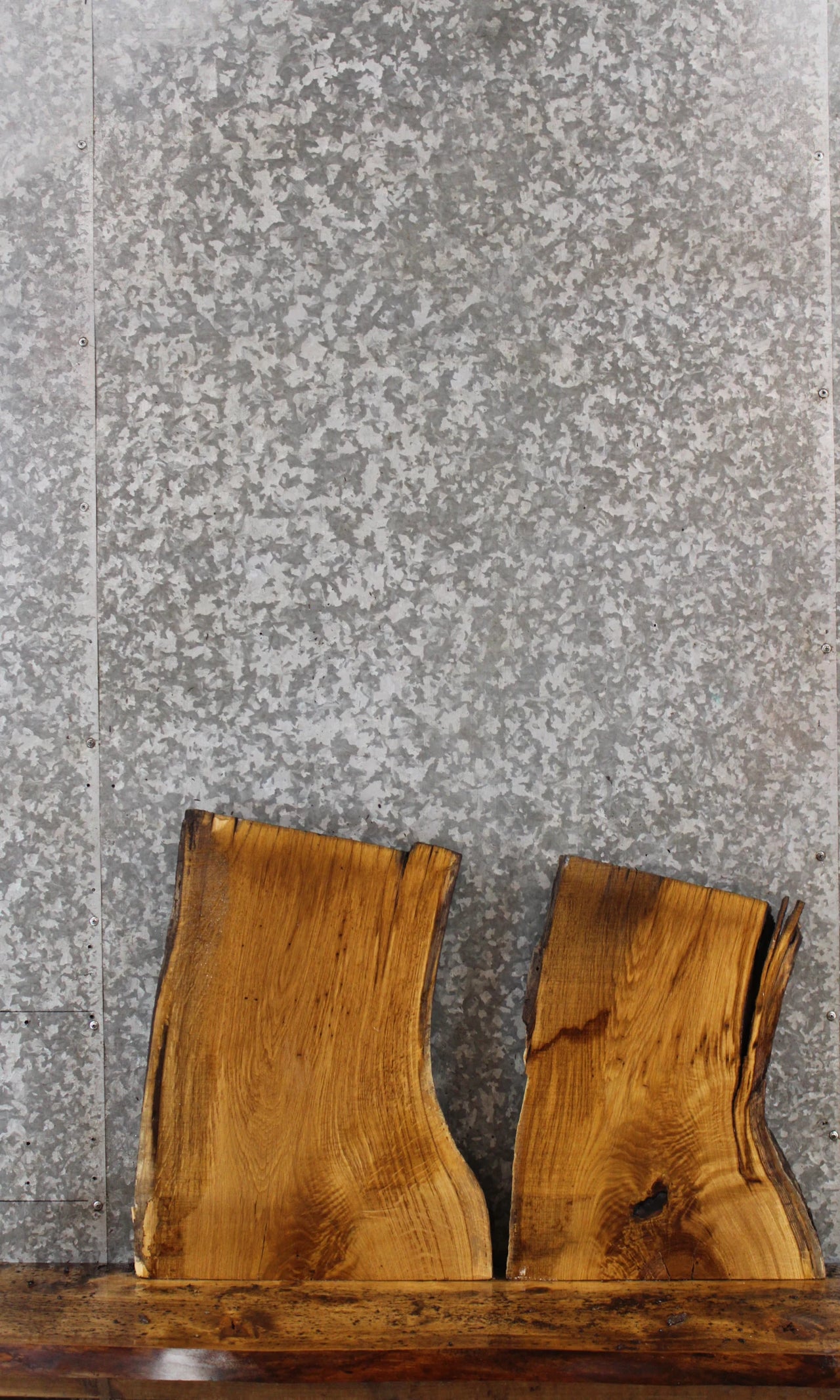 2- Live Edge White Oak End Table Slabs/Charcuterie Boards 14352-14353