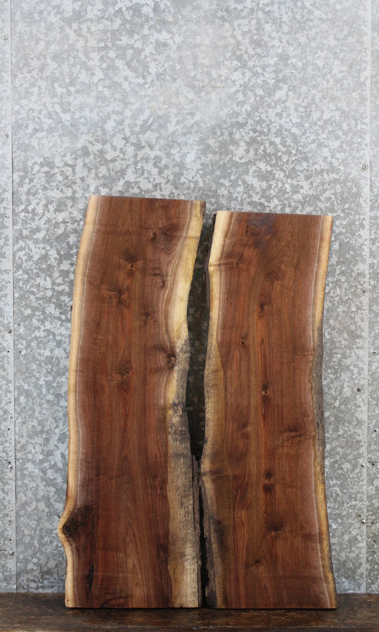 2- Live Edge Black Walnut Side Table Top/Wall Shelves 1529-1530