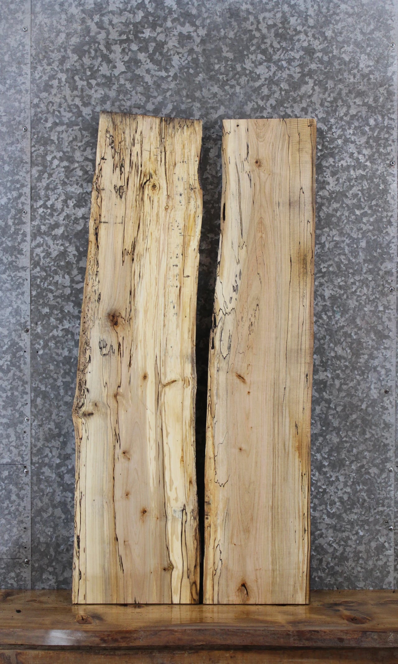 2- Spalted Maple Live Edge Charcuterie/Shelf/Taxidermy Slabs 1531-1532