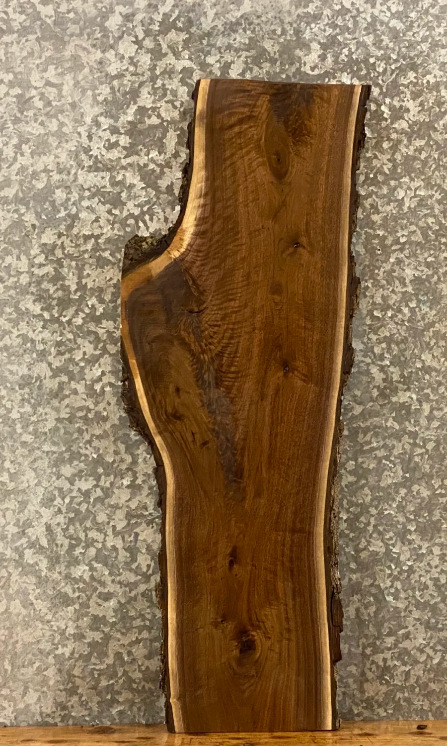 Live Edge Bark Black Walnut Entry Table/Wall Shelf Wood Slab 1533