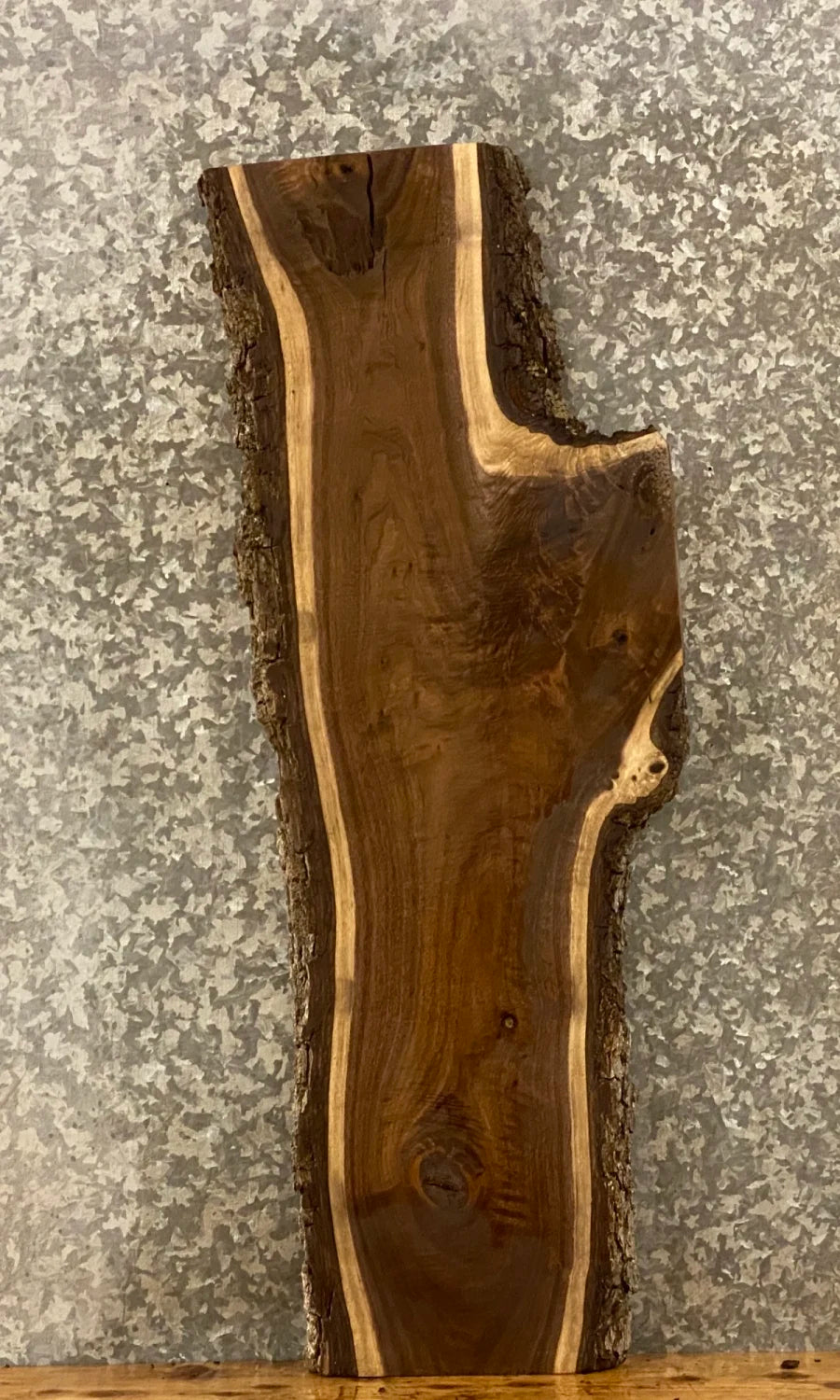 Live Edge Bark Black Walnut Entry Table/Wall Shelf Wood Slab 1533