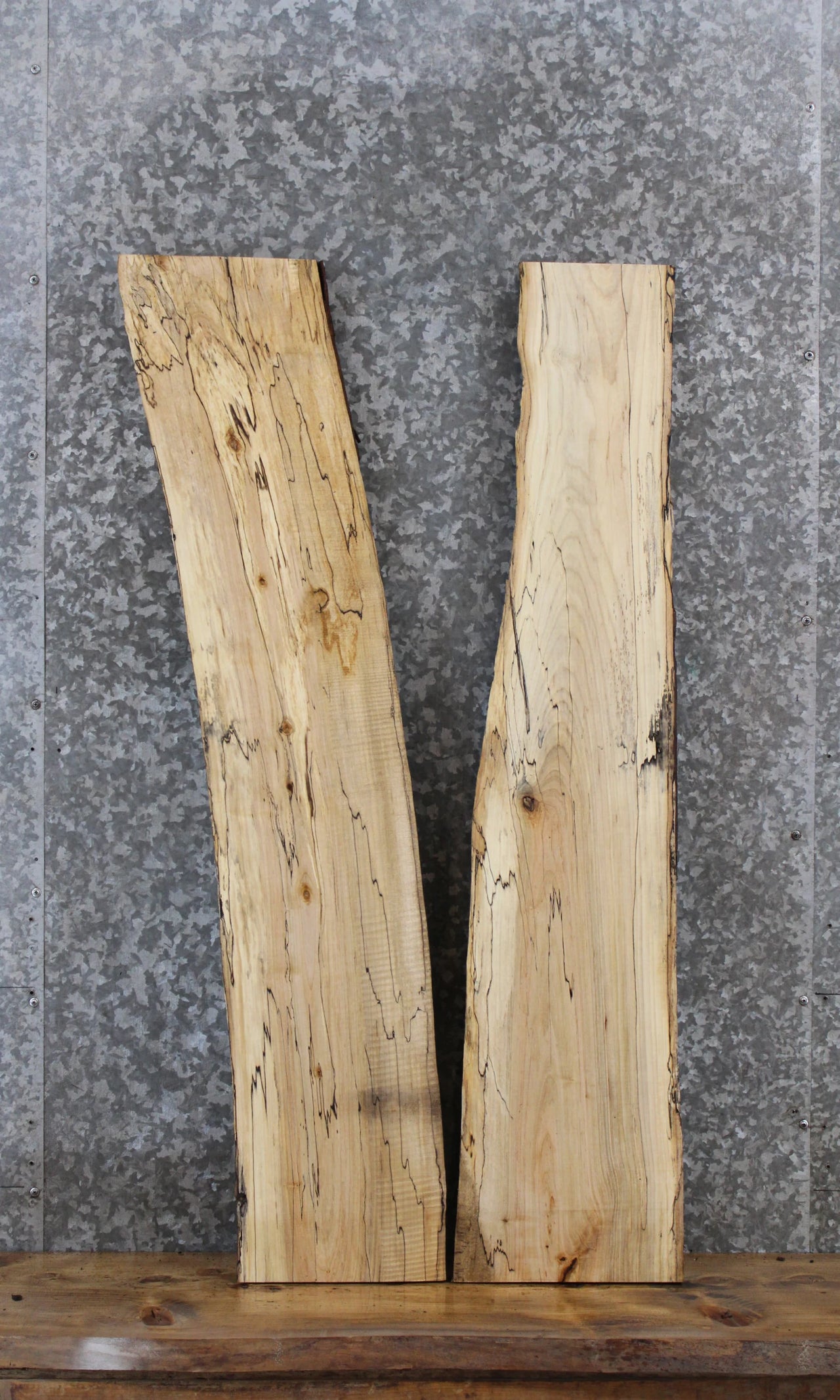2- Spalted Maple Live Edge Shelf/Taxidermy/Charcuterie Slabs 1539-1540