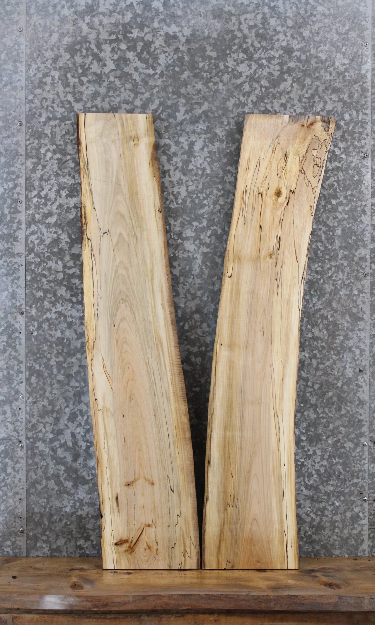 2- Spalted Maple Live Edge Charcuterie/Taxidermy/Shelf Slabs 1541-1542