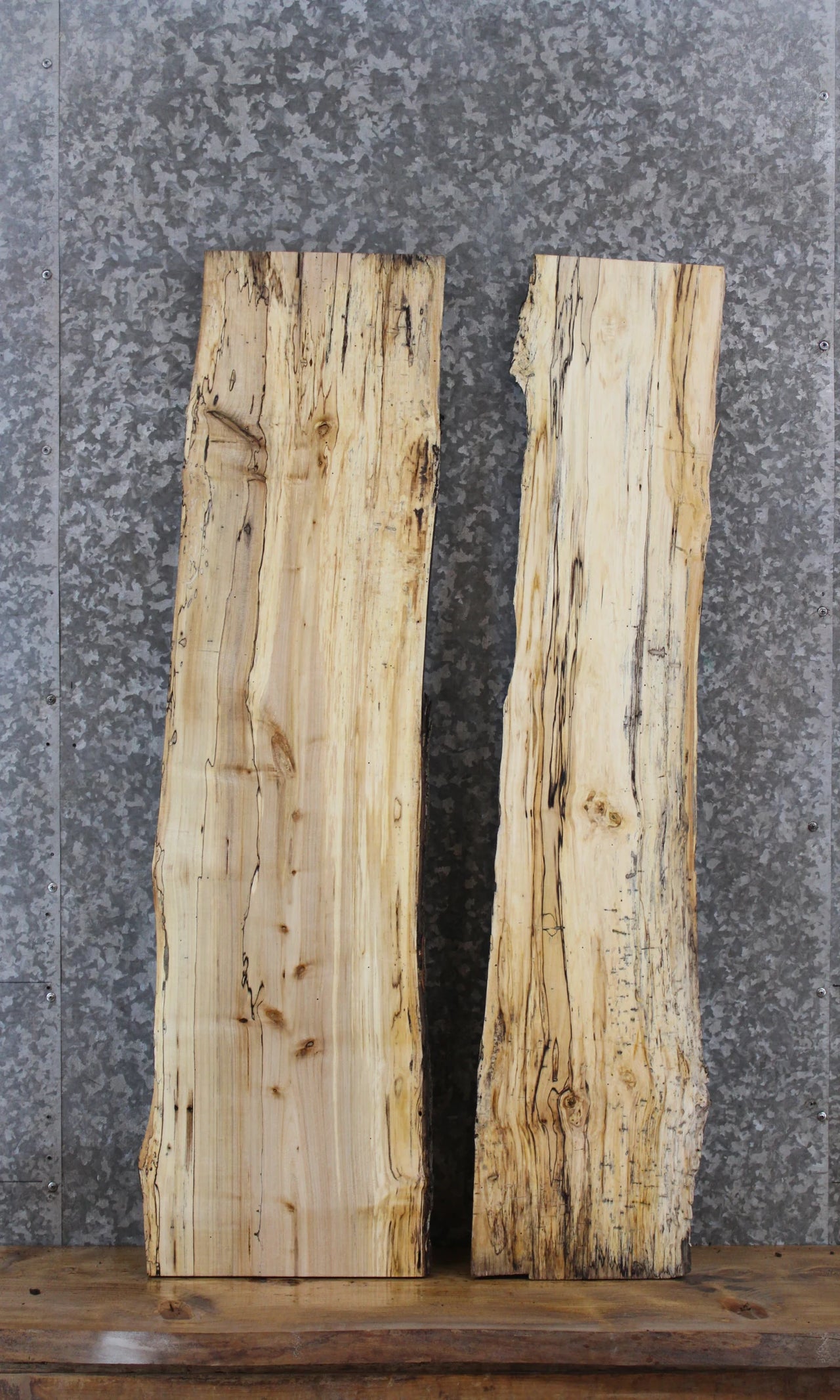 2- Spalted Maple Live Edge Charcuterie/Taxidermy/Shelf Slabs 1552-1553