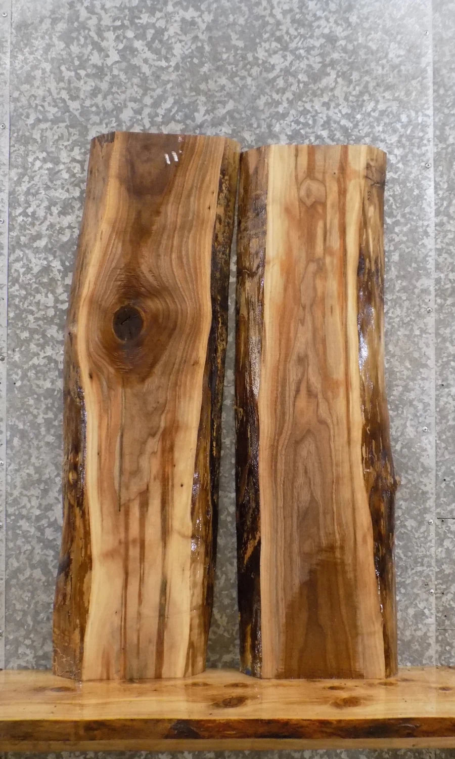 2- Live Edge Reclaimed Black Walnut Bench/Wall Shelf Slabs 1554-1555