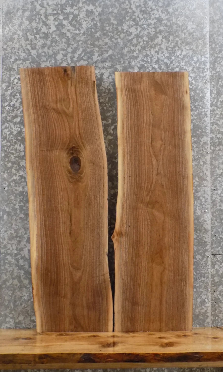 2- Live Edge Reclaimed Black Walnut Bench/Wall Shelf Slabs 1554-1555