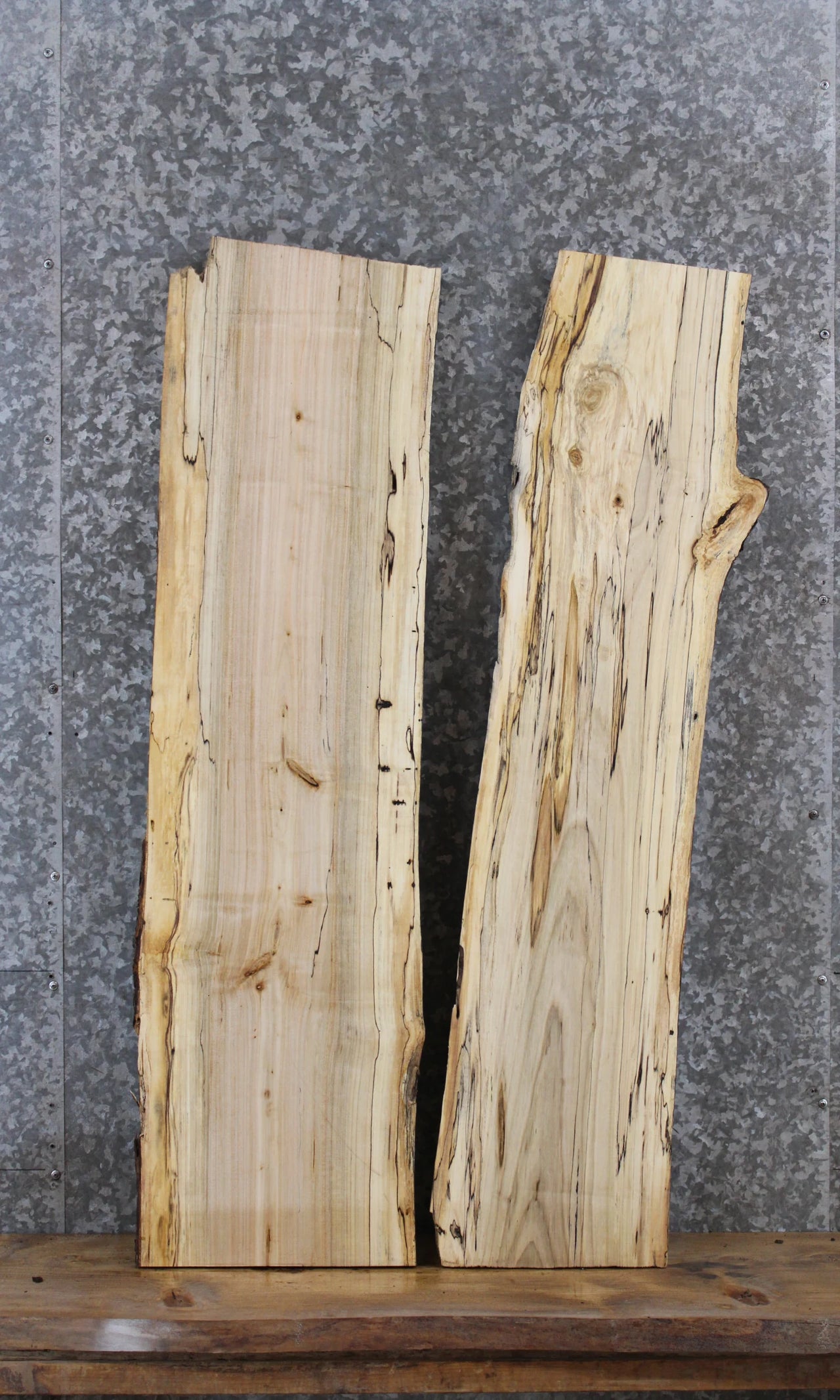 2- Spalted Maple Live Edge Charcuterie/Taxidermy/Shelf Slabs 1559-1560